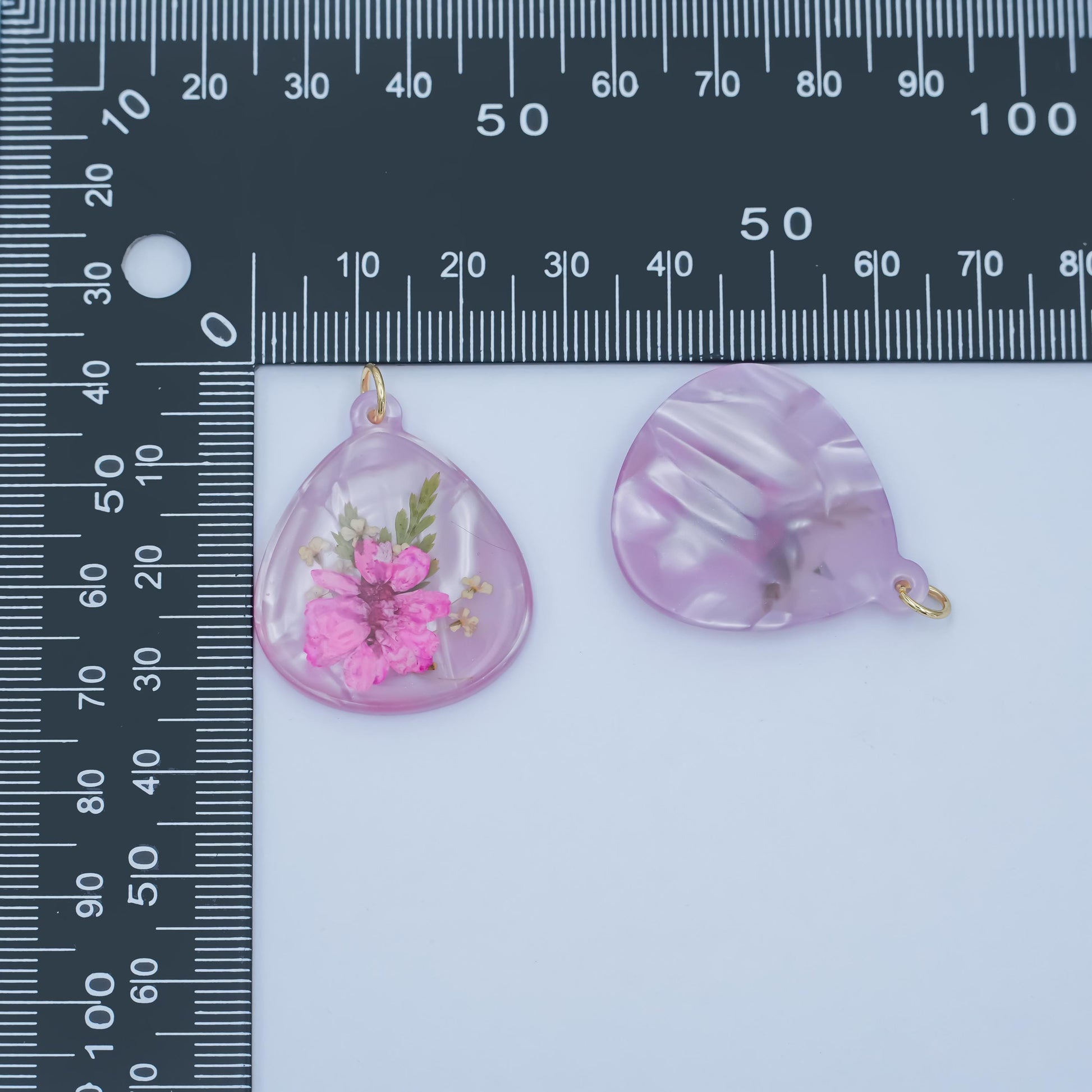 Handmade Pink Dianthus Flower Charm in Resin – Real Pressed Flower Jewelry Making Supply for Necklace or Earring DIY N-061