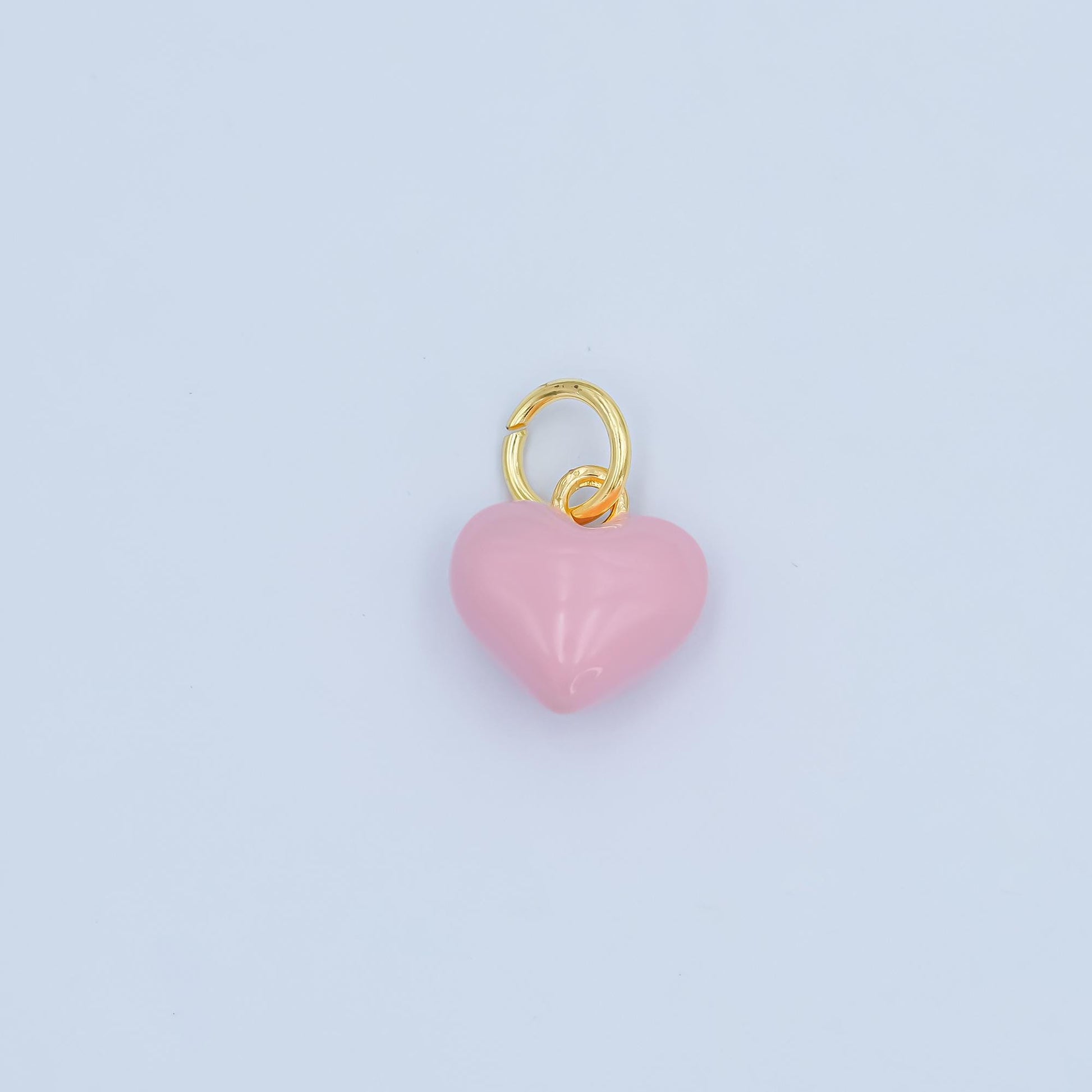 Dainty 18K Gold Filled Enamel Heart Charm Cute Puffy Heart Pastel Pendant for DIY Jewelry, Bracelets, Necklaces, and Craft Supplies N-078