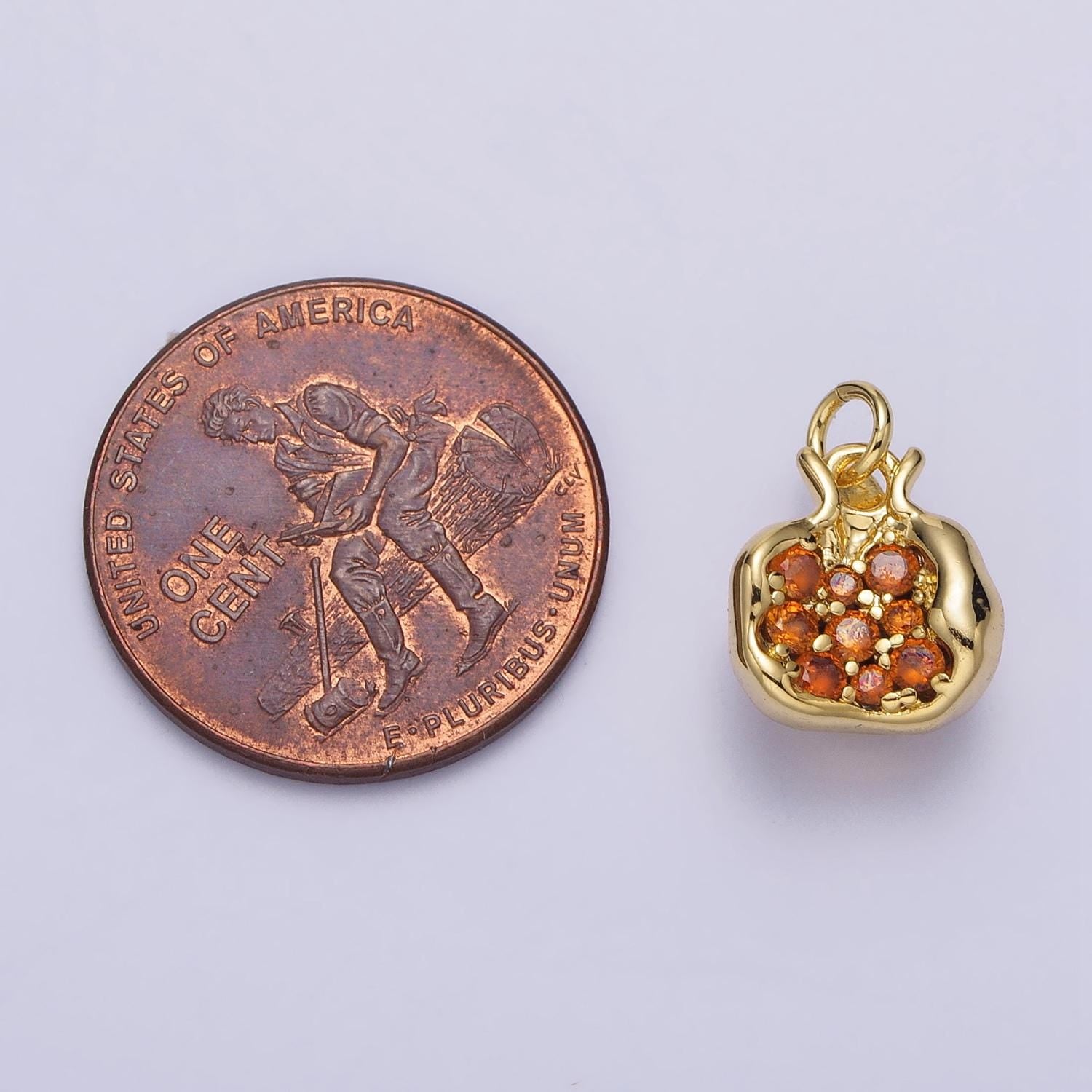 Mini red pomegranate gold charm 18k gold plated brass micro pave earrings charms diy bracelet jewelry findings jewelry making ac268