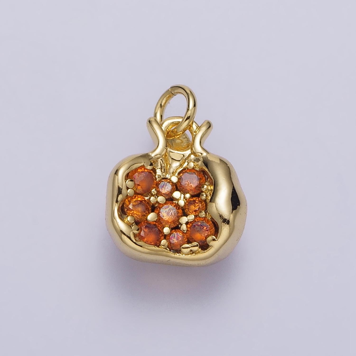 Mini red pomegranate gold charm 18k gold plated brass micro pave earrings charms diy bracelet jewelry findings jewelry making ac268