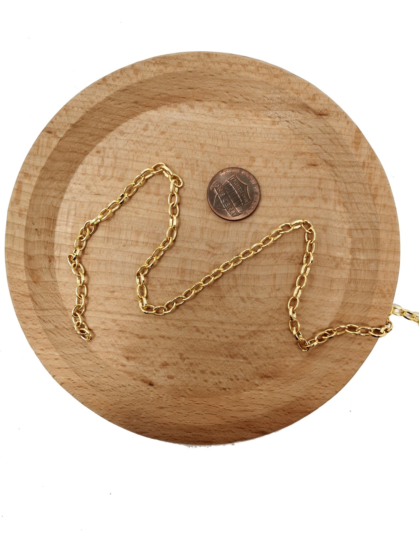 Gold rolo cable chain by yard, oval link chain by foot, wholesale bulk roll chain for jewelry making, width 4.1mm, 62, 196, 201