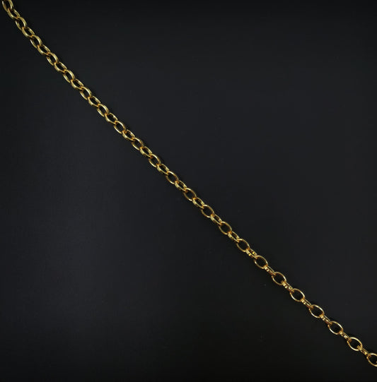 Gold rolo cable chain by yard, oval link chain by foot, wholesale bulk roll chain for jewelry making, width 4.1mm, 62, 196, 201