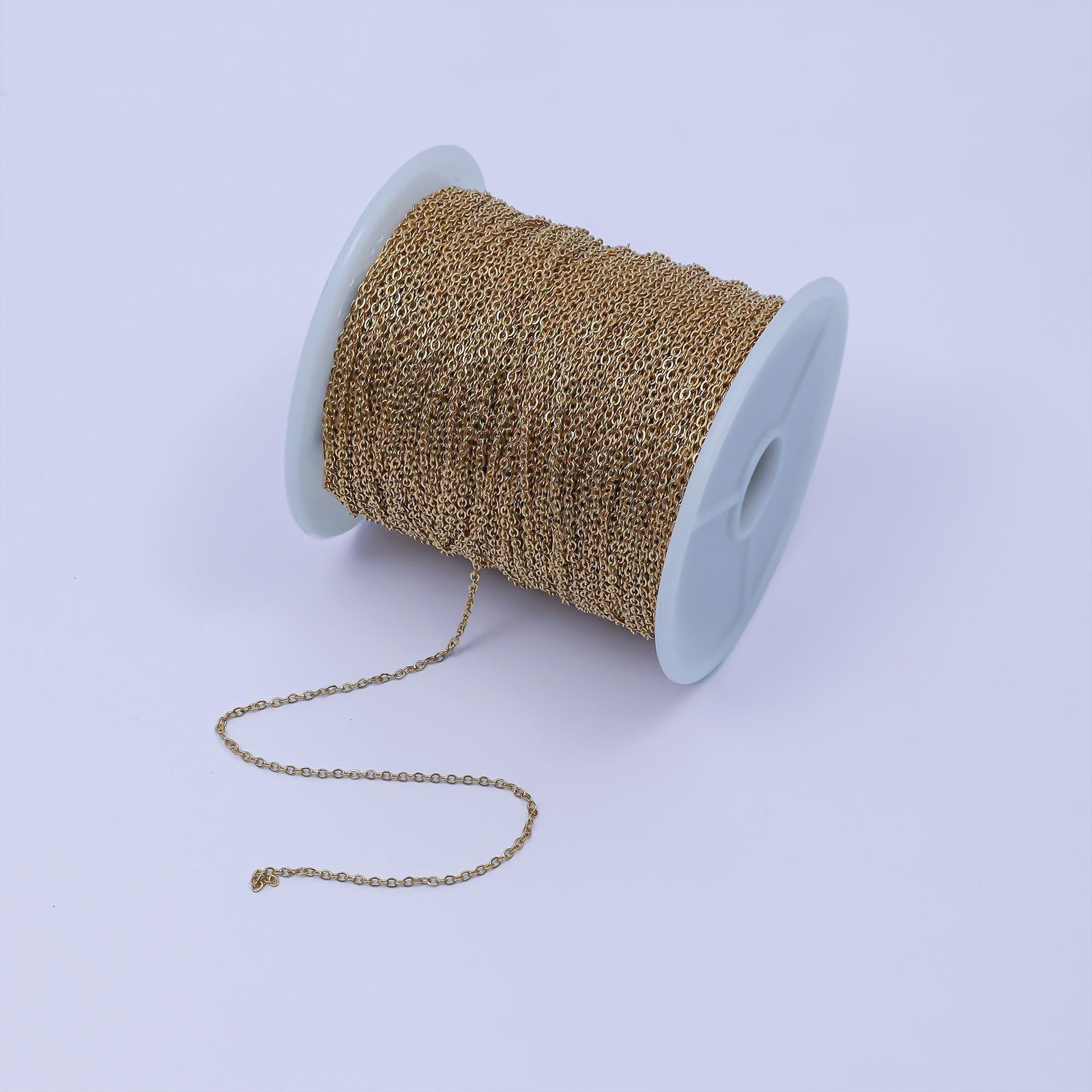24K Gold Filled Mini Cable Rolo Bulk Unfinished Chain, 1.3mm Width Gold & Silver Wholesale Chain For Jewelry Making | Roll-949, Roll-950