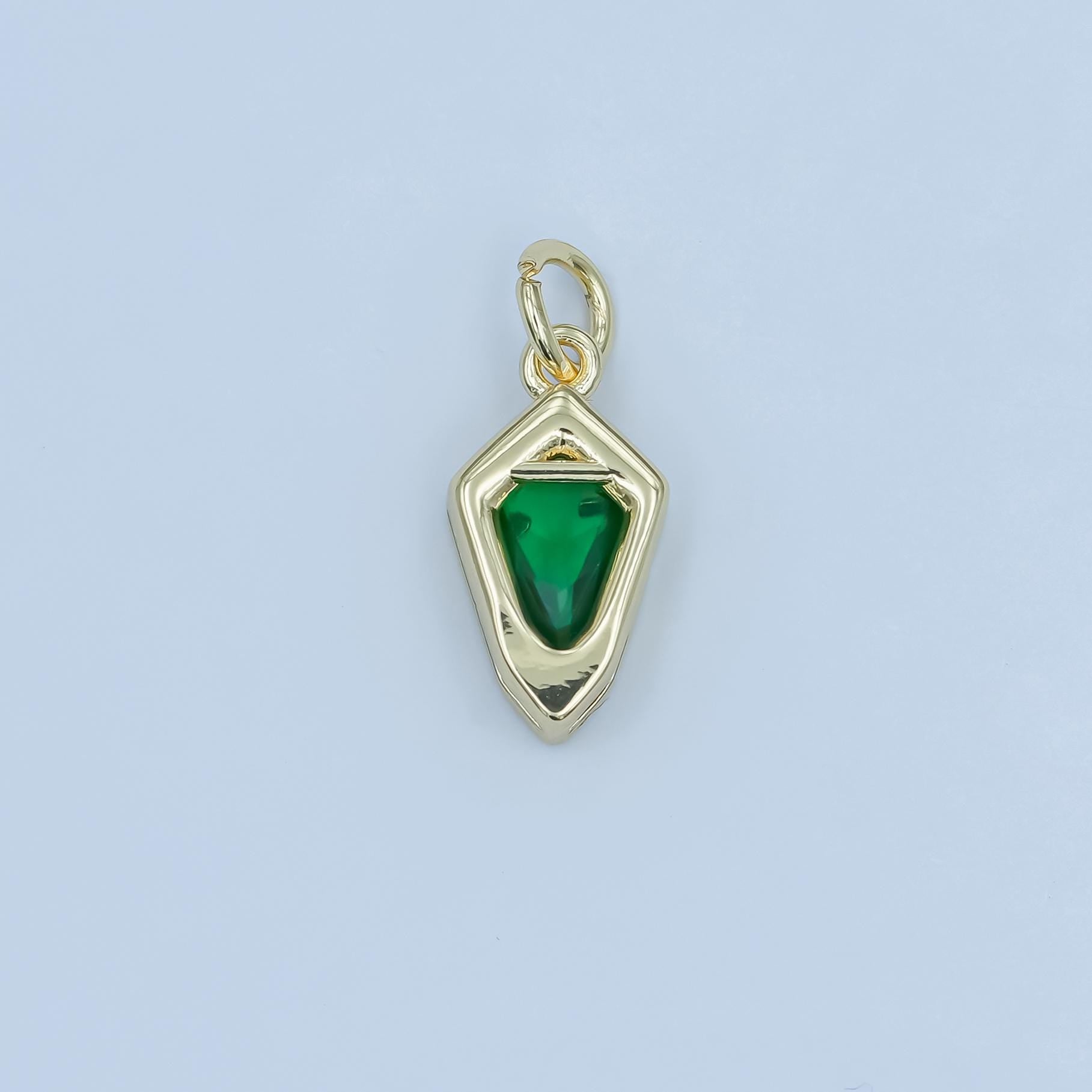 Dainty Birthstone Arrow Tip charm gold Spike Jewelry making with Colorful CZ Stone Jewelry component 14.3 x 7.5 mm | N-110