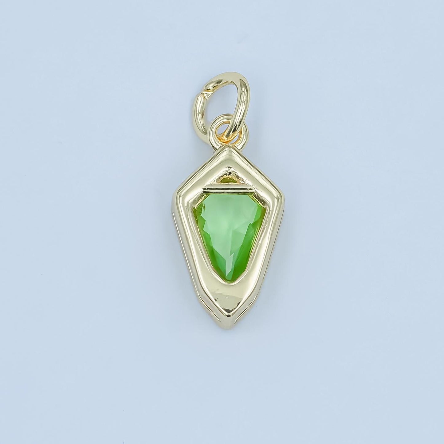 Dainty Birthstone Arrow Tip charm gold Spike Jewelry making with Colorful CZ Stone Jewelry component 14.3 x 7.5 mm | N-110