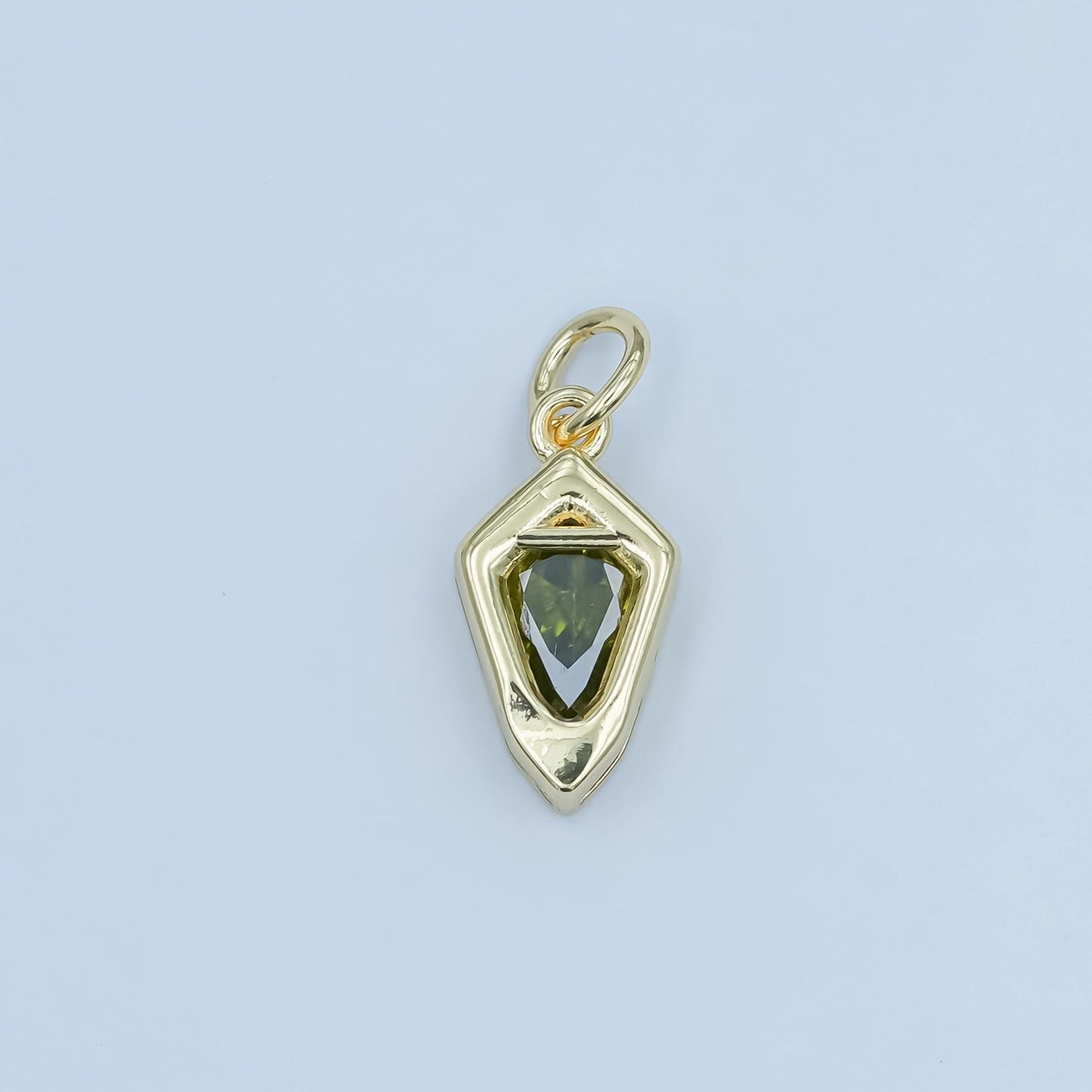 Dainty Birthstone Arrow Tip charm gold Spike Jewelry making with Colorful CZ Stone Jewelry component 14.3 x 7.5 mm | N-110