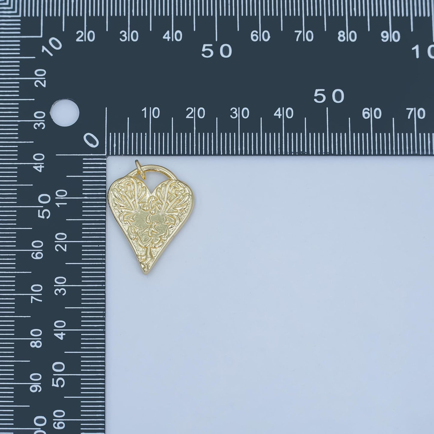 Dainty Gold Hammered Heart Charm, Rustic Heart Pendant for Valentine Jewelry N-119