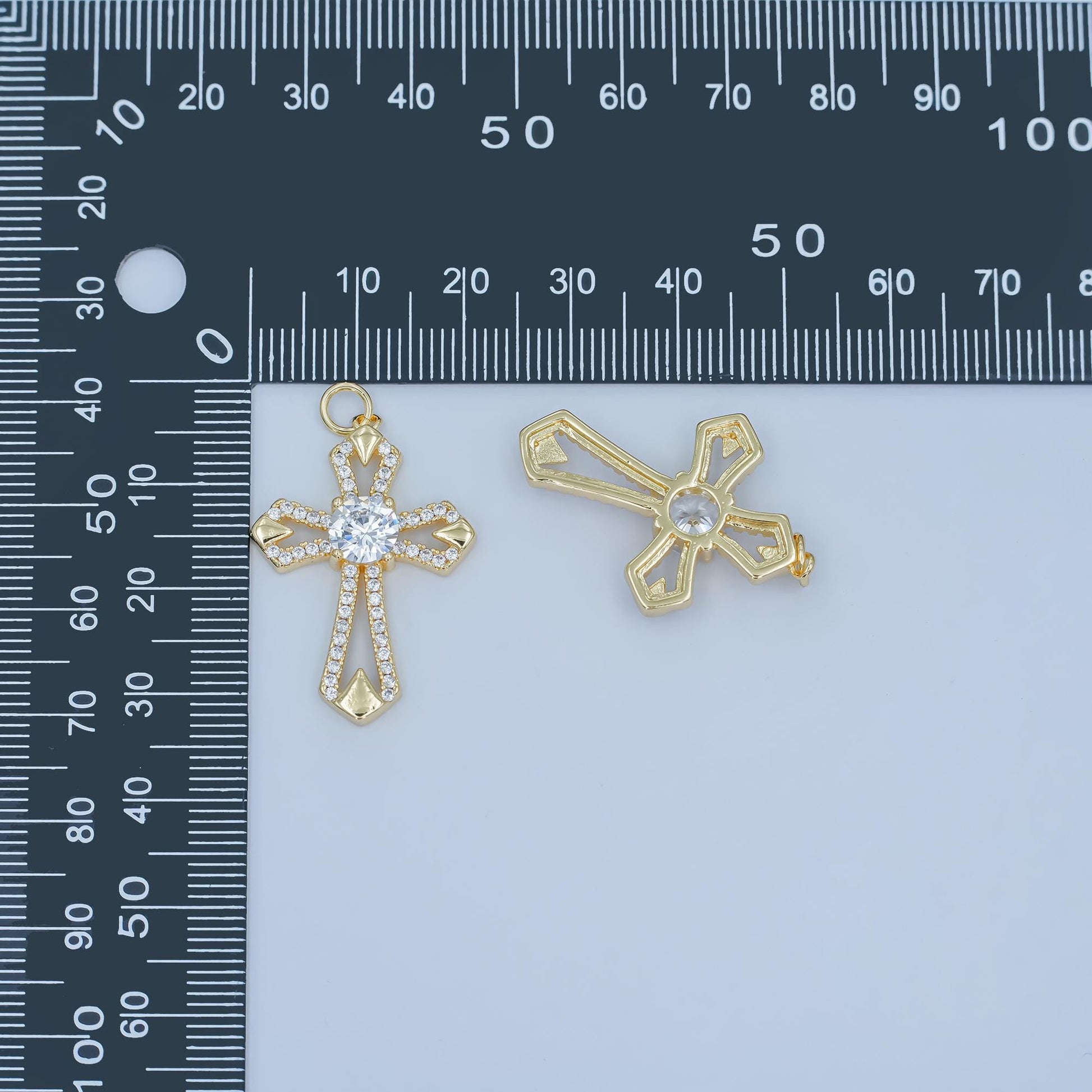 Dainty Victorian Cross charm necklace Cubic Old English Crss Pendant In 14k Gold Filled Necklace Bracelet Rosary Jewelry Making Supply N-118