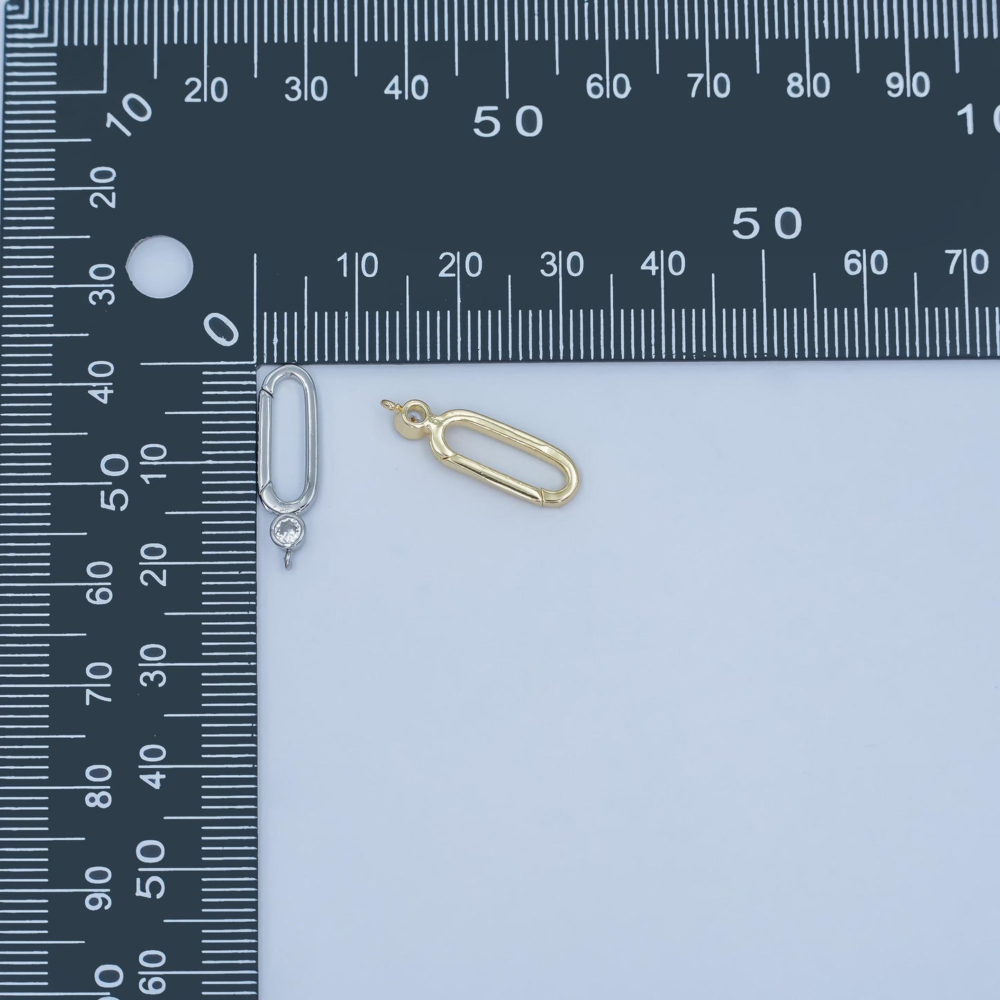 24k gold filled 21mm push oblong oval spring gate minimalist findings supply with Closed Link for Bail Enhancer Charm Holder | Z-1097