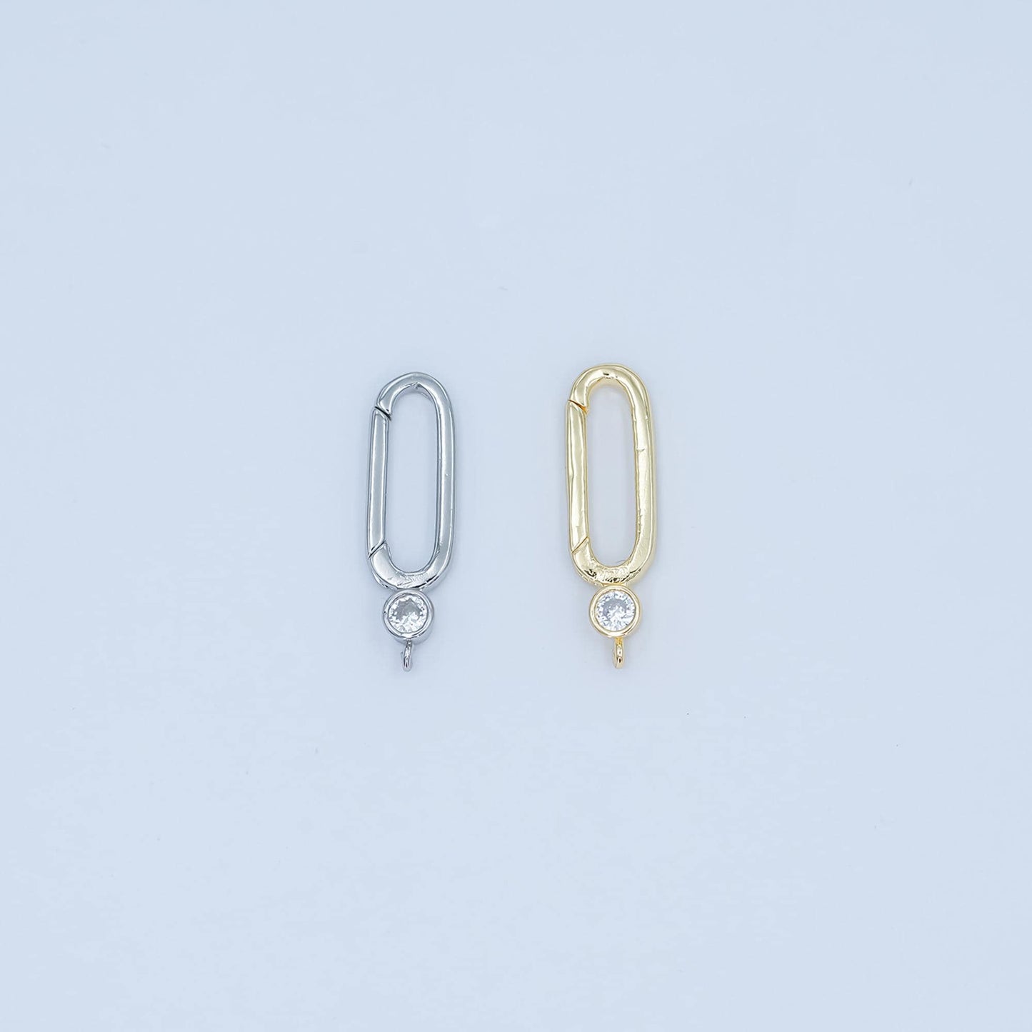 24k gold filled 21mm push oblong oval spring gate minimalist findings supply with Closed Link for Bail Enhancer Charm Holder | Z-1097