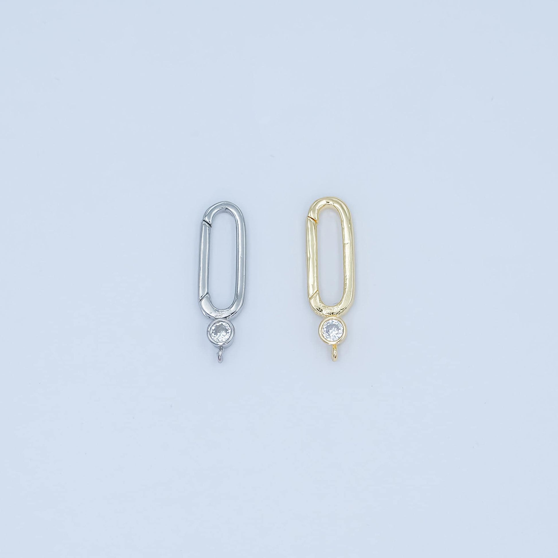 24k gold filled 21mm push oblong oval spring gate minimalist findings supply with Closed Link for Bail Enhancer Charm Holder | Z-1097