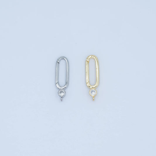 24k gold filled 21mm push oblong oval spring gate minimalist findings supply with Closed Link for Bail Enhancer Charm Holder | Z-1097