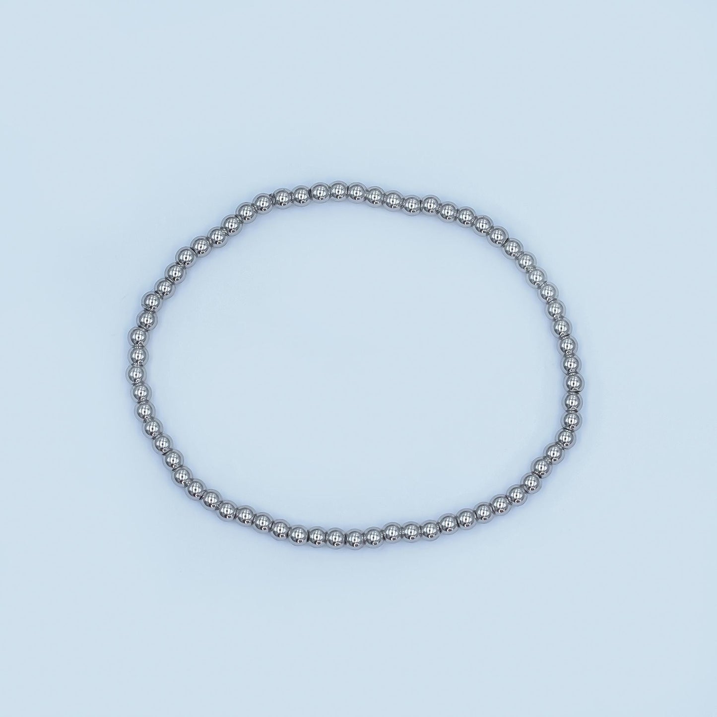 Dainty Silver Beaded bracelet Stretch Silver Ball Bracelet for Stackable Jewelry WA-2981