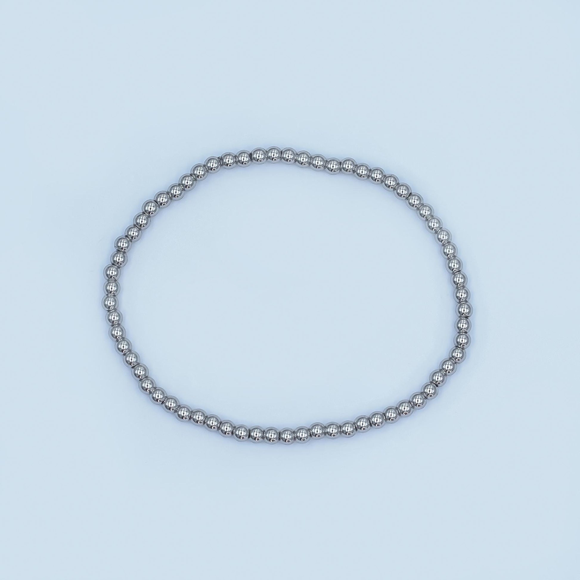 Dainty Silver Beaded bracelet Stretch Silver Ball Bracelet for Stackable Jewelry WA-2981
