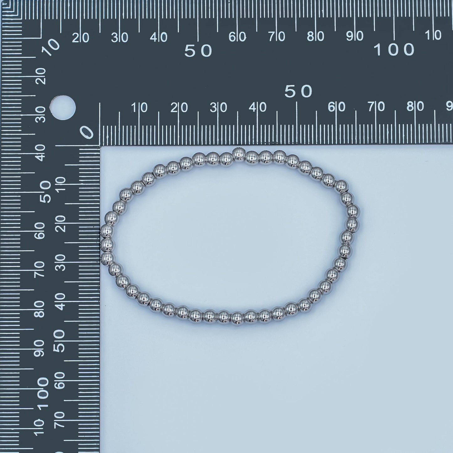 Dainty Silver Beaded bracelet Stretch Silver Ball Bracelet for Stackable Jewelry WA-2981