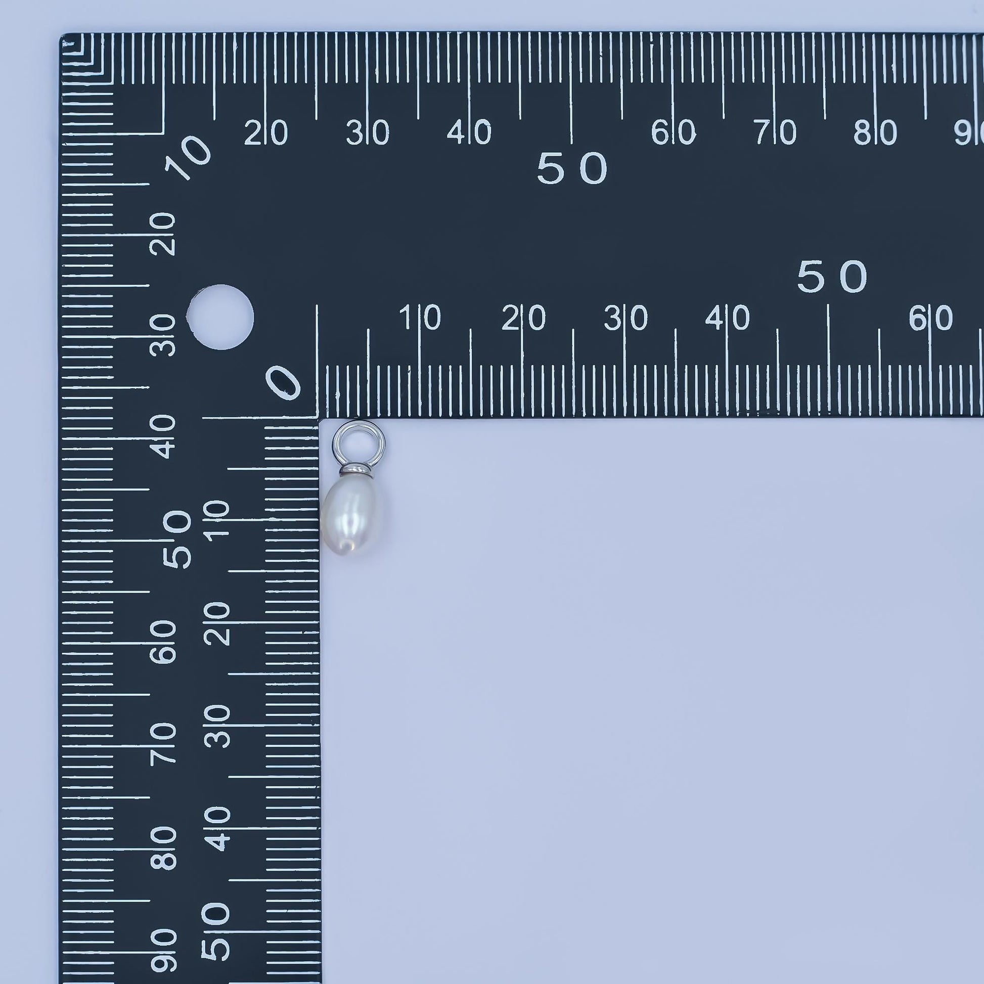 Silver 6mm White pearl oval drop pendant for Minimalist Jewelry Making Supply | P-1565