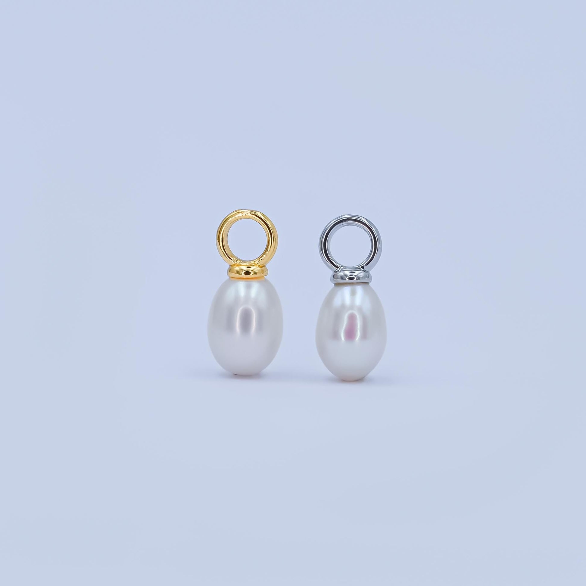 Silver 6mm White pearl oval drop pendant for Minimalist Jewelry Making Supply | P-1565