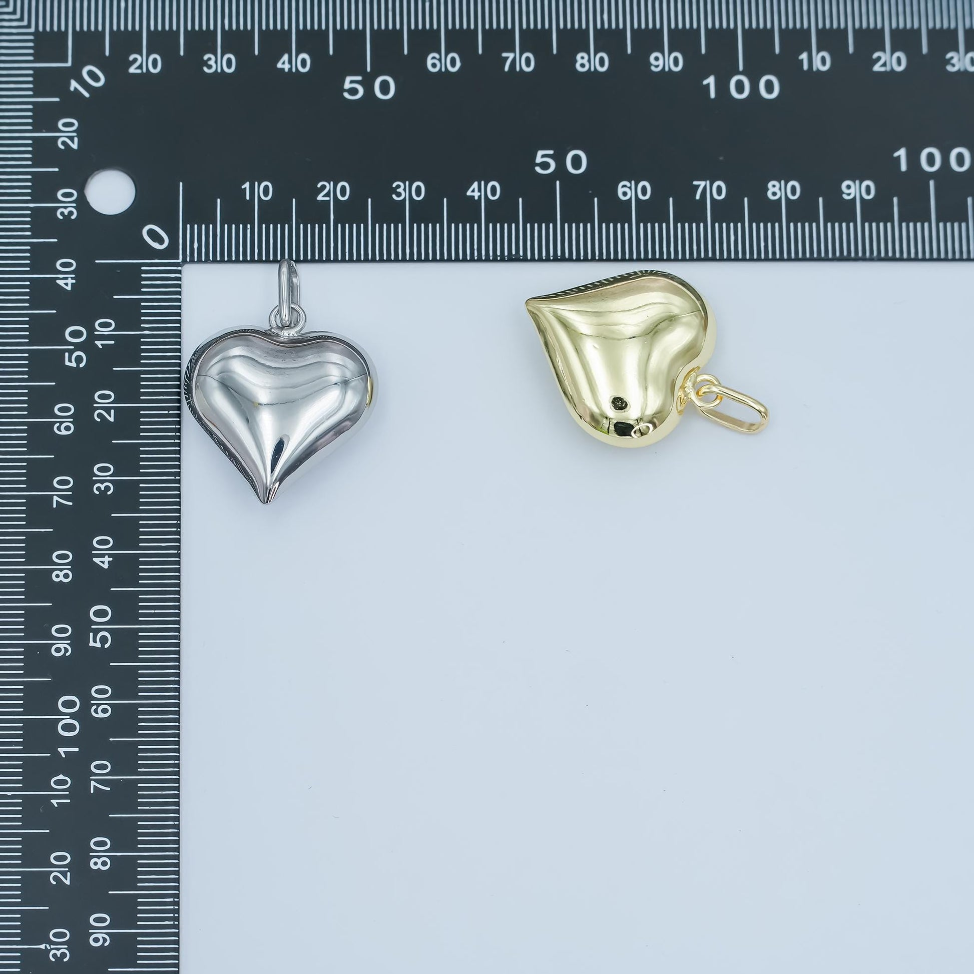 14k gold filled 25mm puffed minimalist heart charm Silver Heart charm | AA-1484