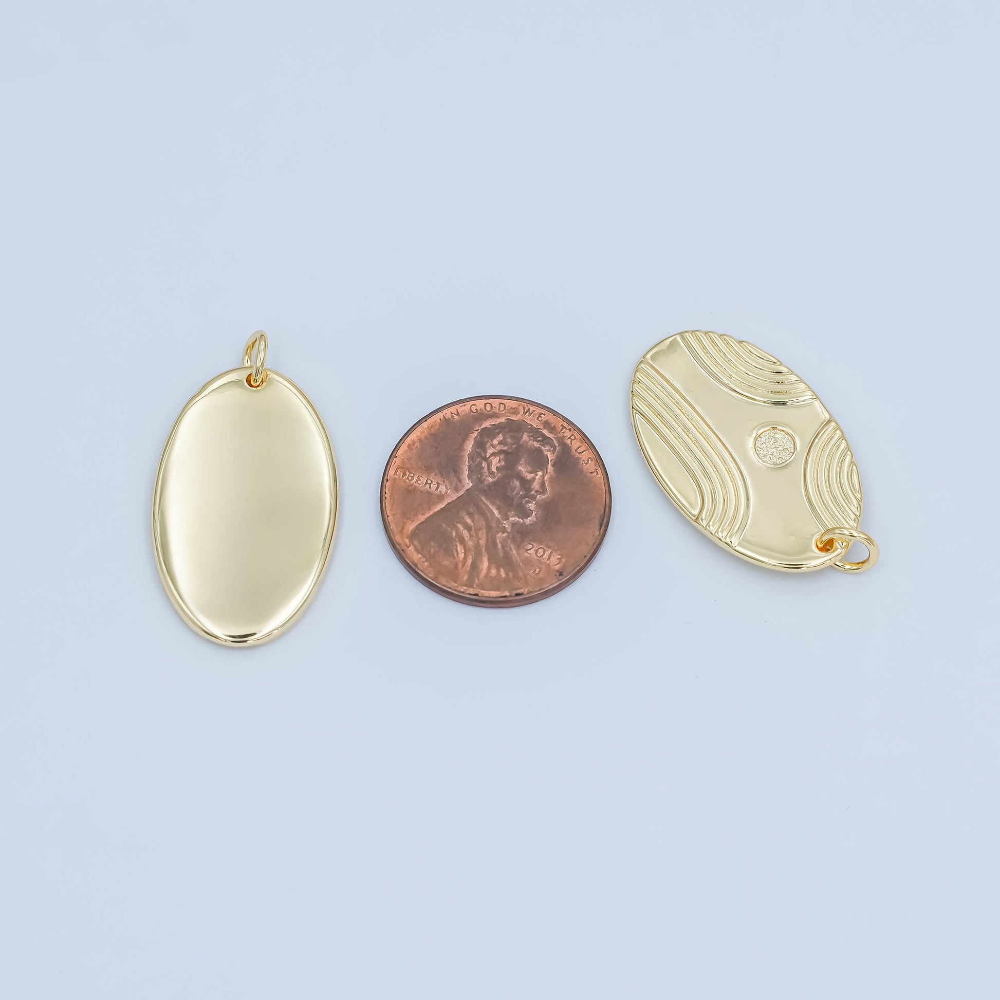 Dainty goldoval charm Thread charm for necklace bracelet earring N-076