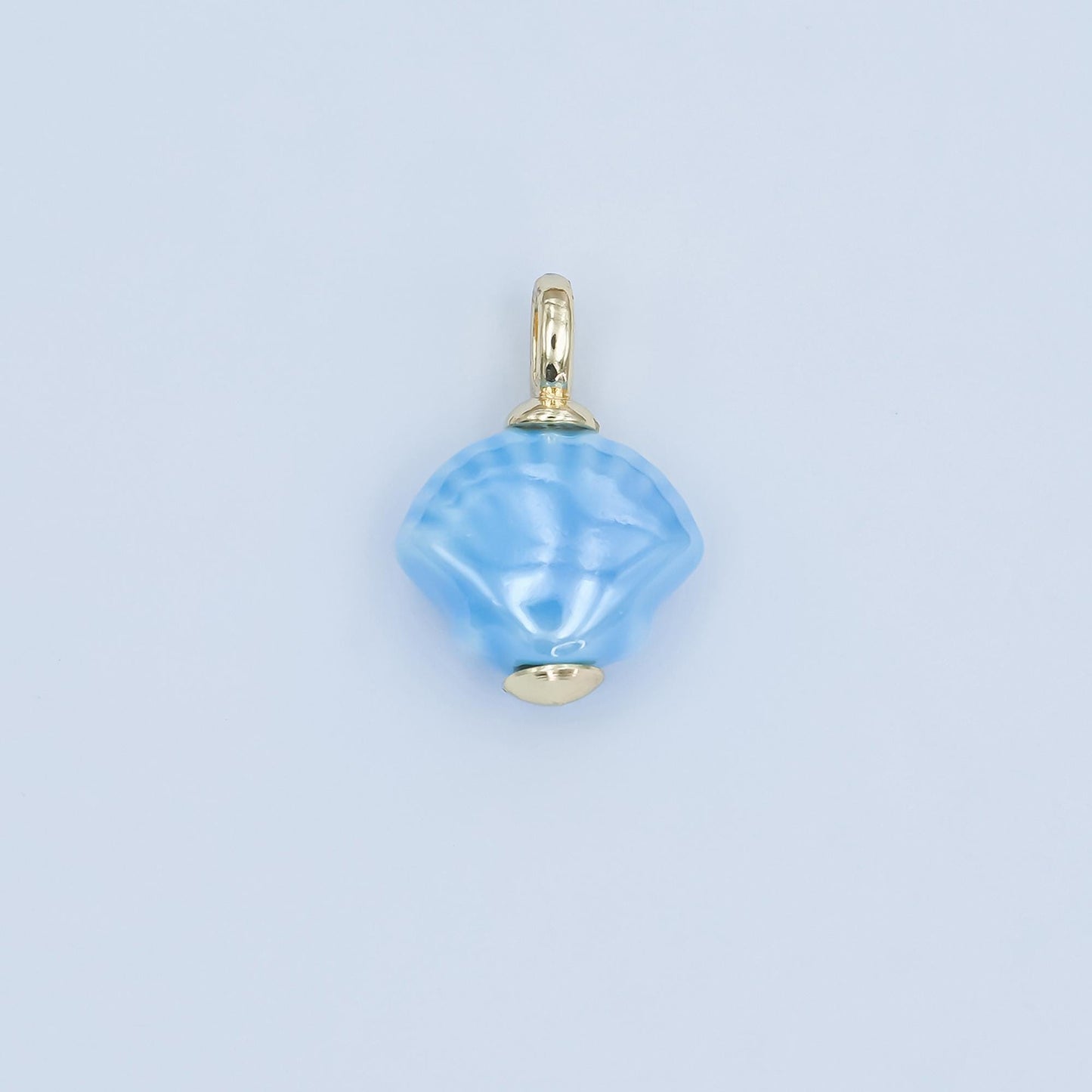 Dainty oval ceramic charm handmade Blue Clam Shell ceramic porcelain Beach charm for necklace bracelet jewelry making supply N-069