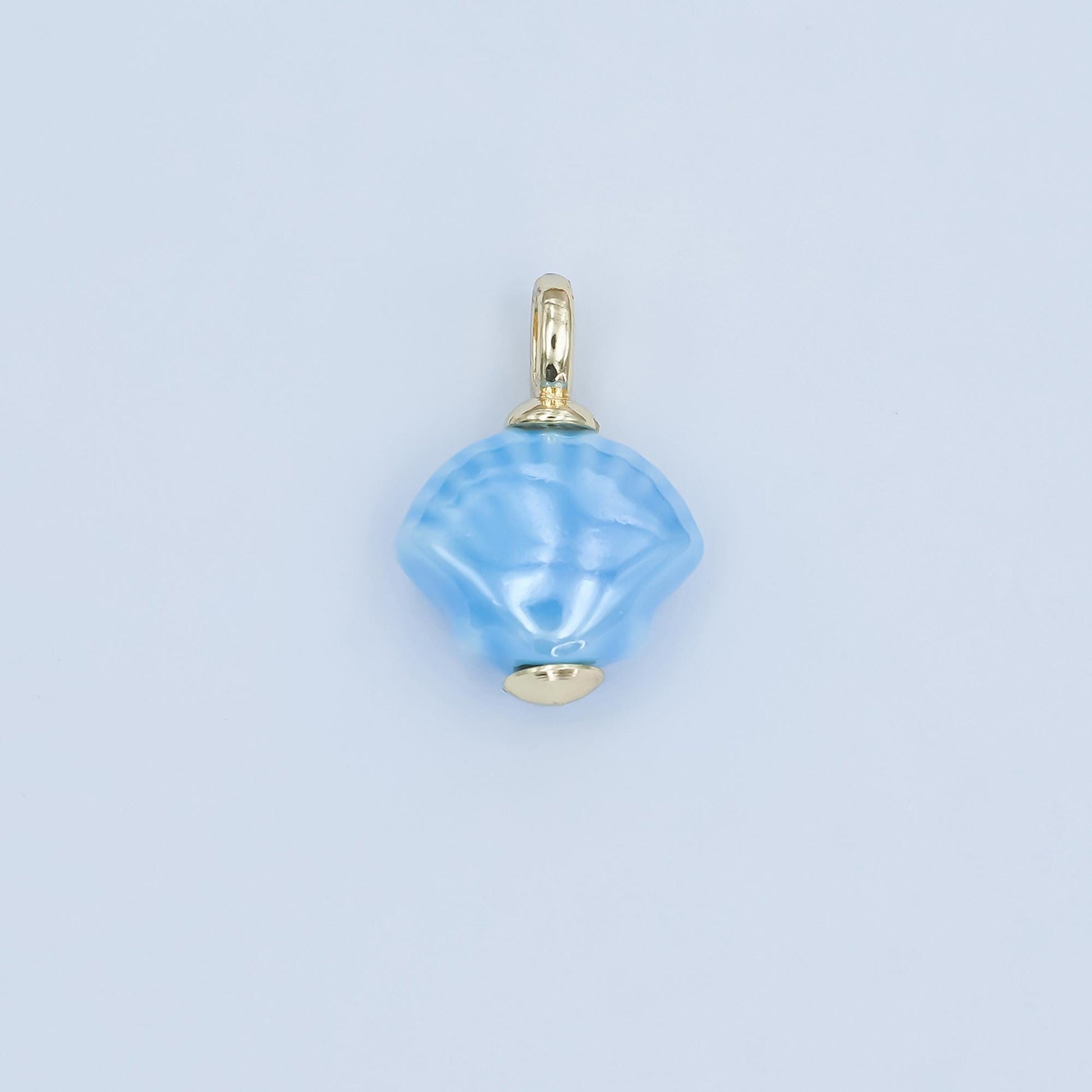 Dainty oval ceramic charm handmade Blue Clam Shell ceramic porcelain Beach charm for necklace bracelet jewelry making supply N-069