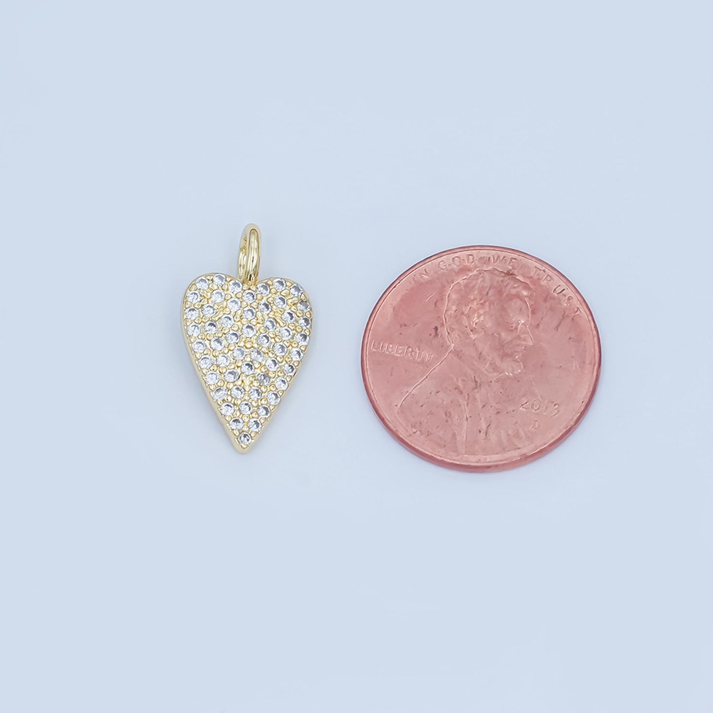 Dainty 24K Gold Filled Heart Charm Bracelet Micro Pave CZ Charm Necklace C-025