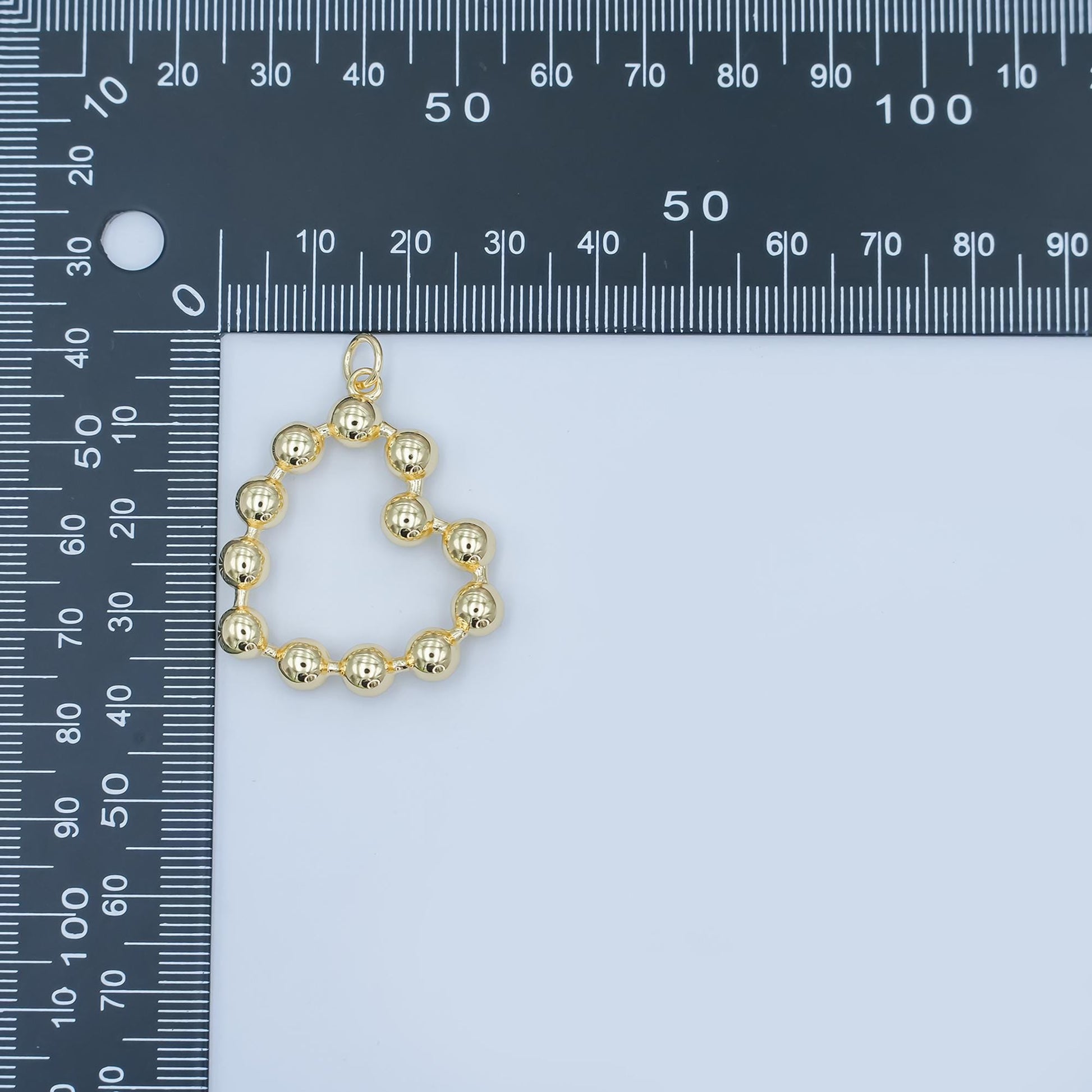 24K Gold Filled 30.5mm Beaded Bubble Heart Charm | M708