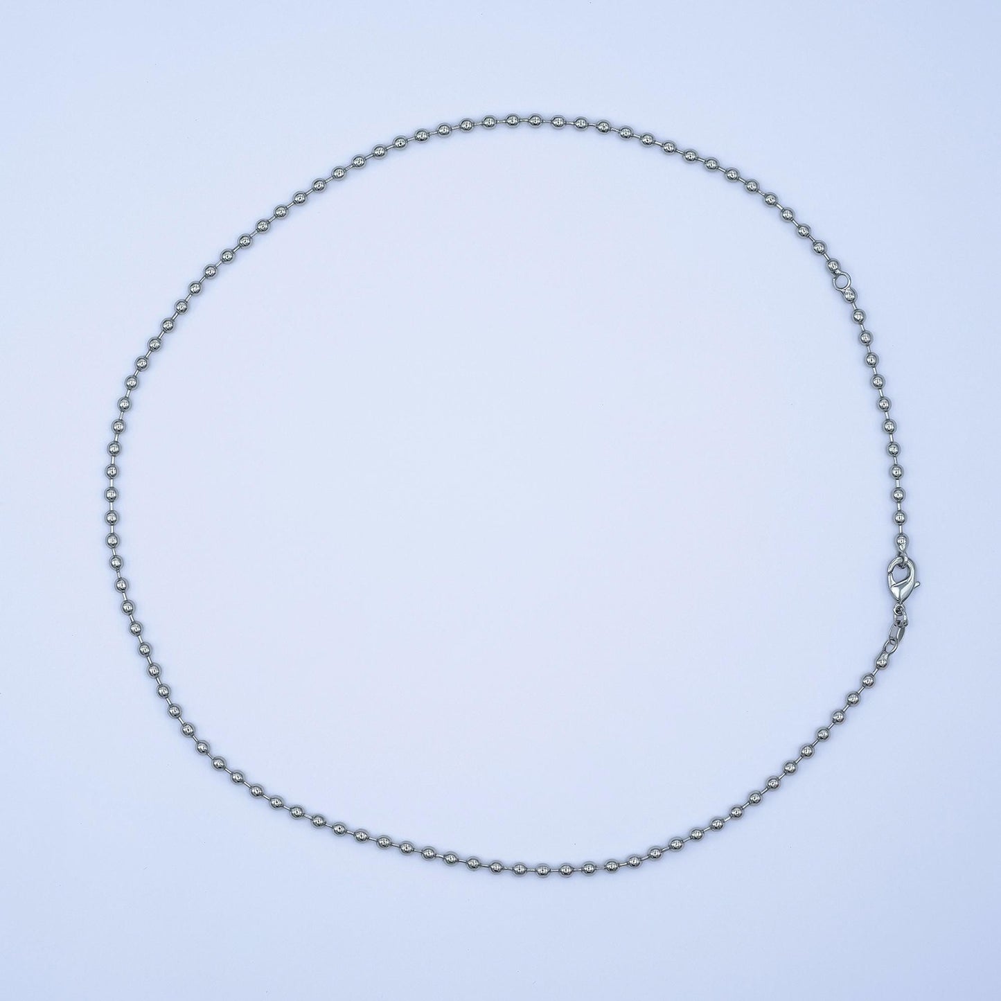 Dainty ball chain necklace Silver round beaded chain necklace for charm 19.8 inch WA-3050