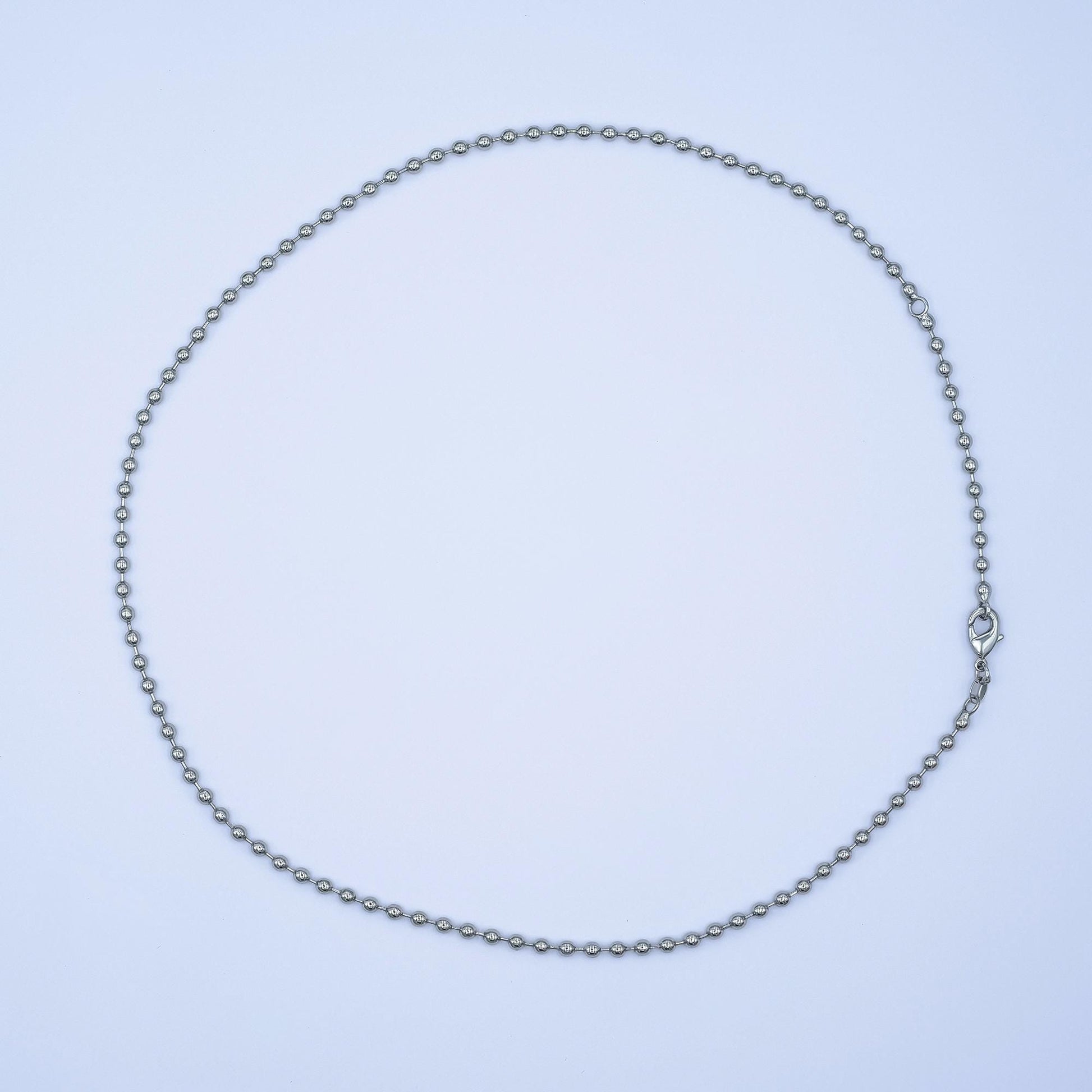 Dainty ball chain necklace Silver round beaded chain necklace for charm 19.8 inch WA-3050