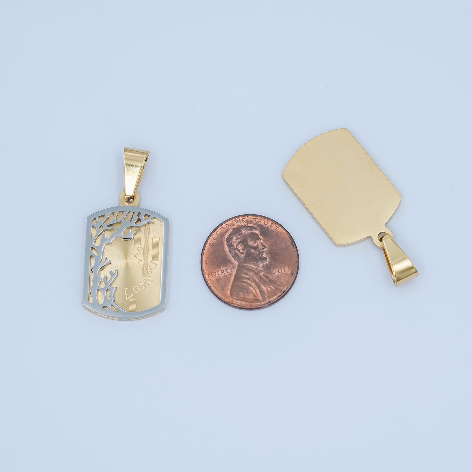 Stainless steel Love Season Military tag pendant in gold & silver | P-930