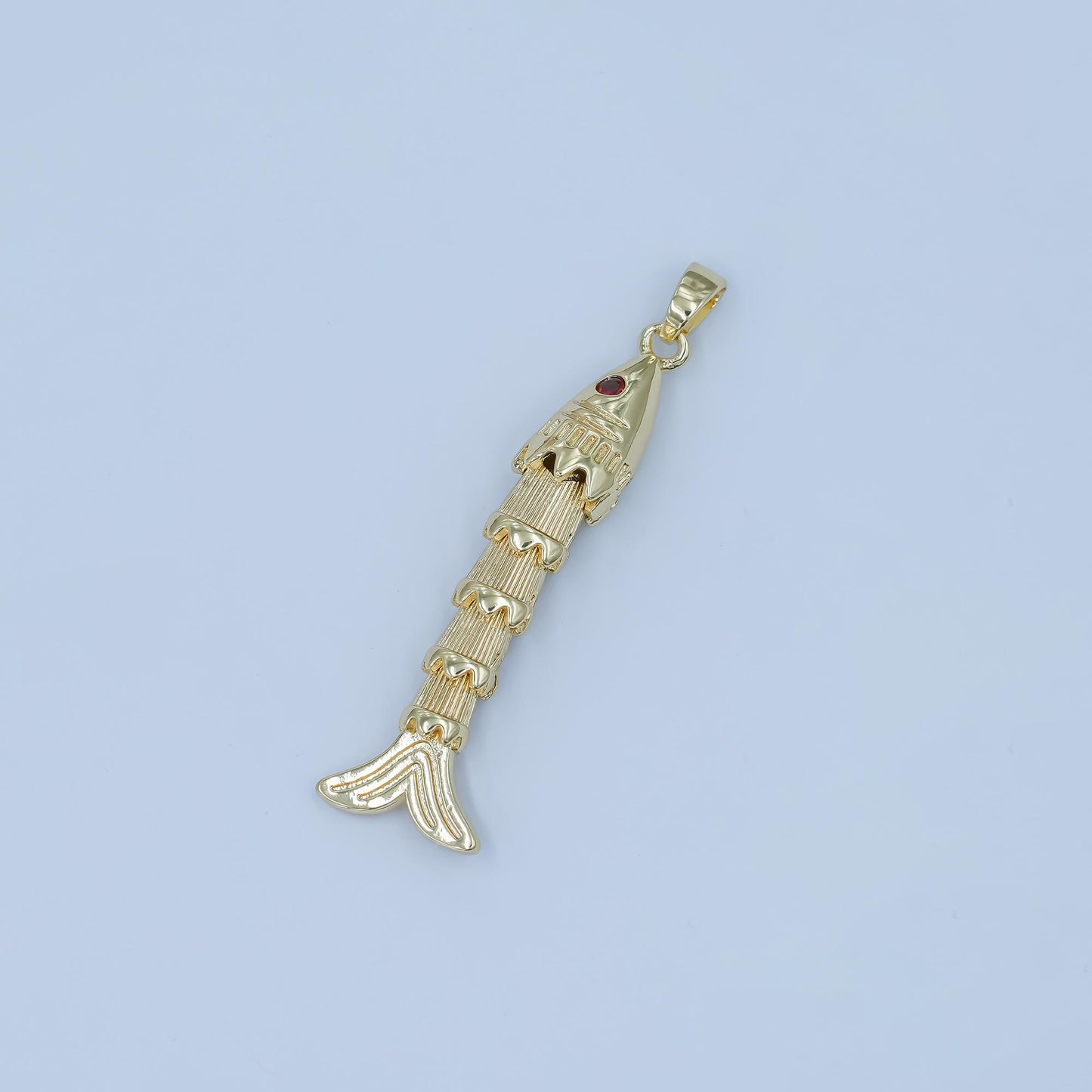24k gold filled Articulated Fish Pendant Movable Tail Design Vintage Style Fisherman Charm Sardines Fish Unique Sea Life Inspired Jewelry