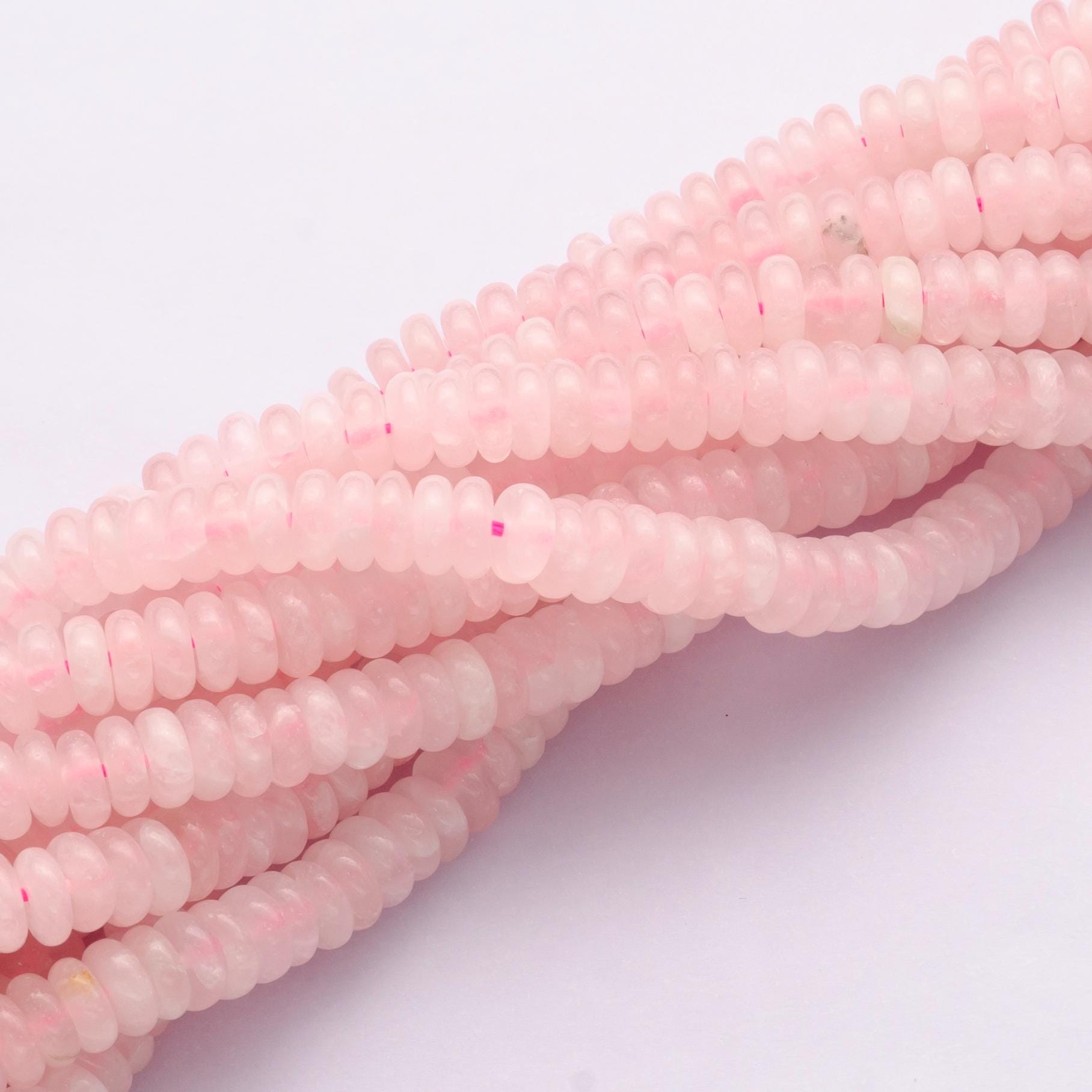 Natural Rose Pink Quartz smooth rondelles beads colorful Stone beads 6x2mm 15 inch strand WA-3119