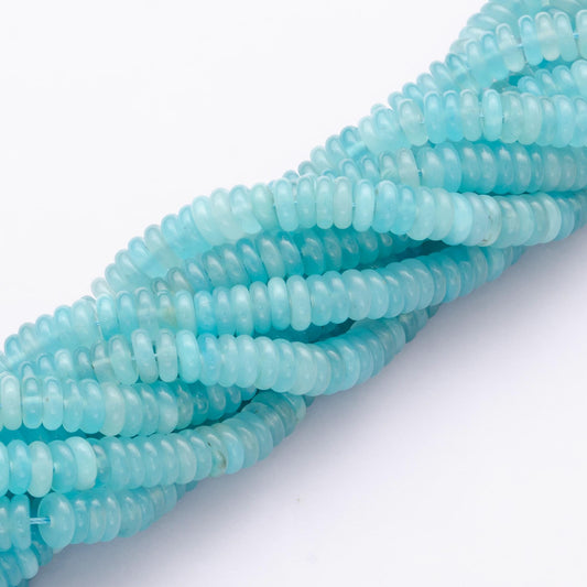 Natural Ice Blue Amazonite Smooth rondelles beads colorful Stone beads 6x2mm 15 inch strand Gemstone WA-3125