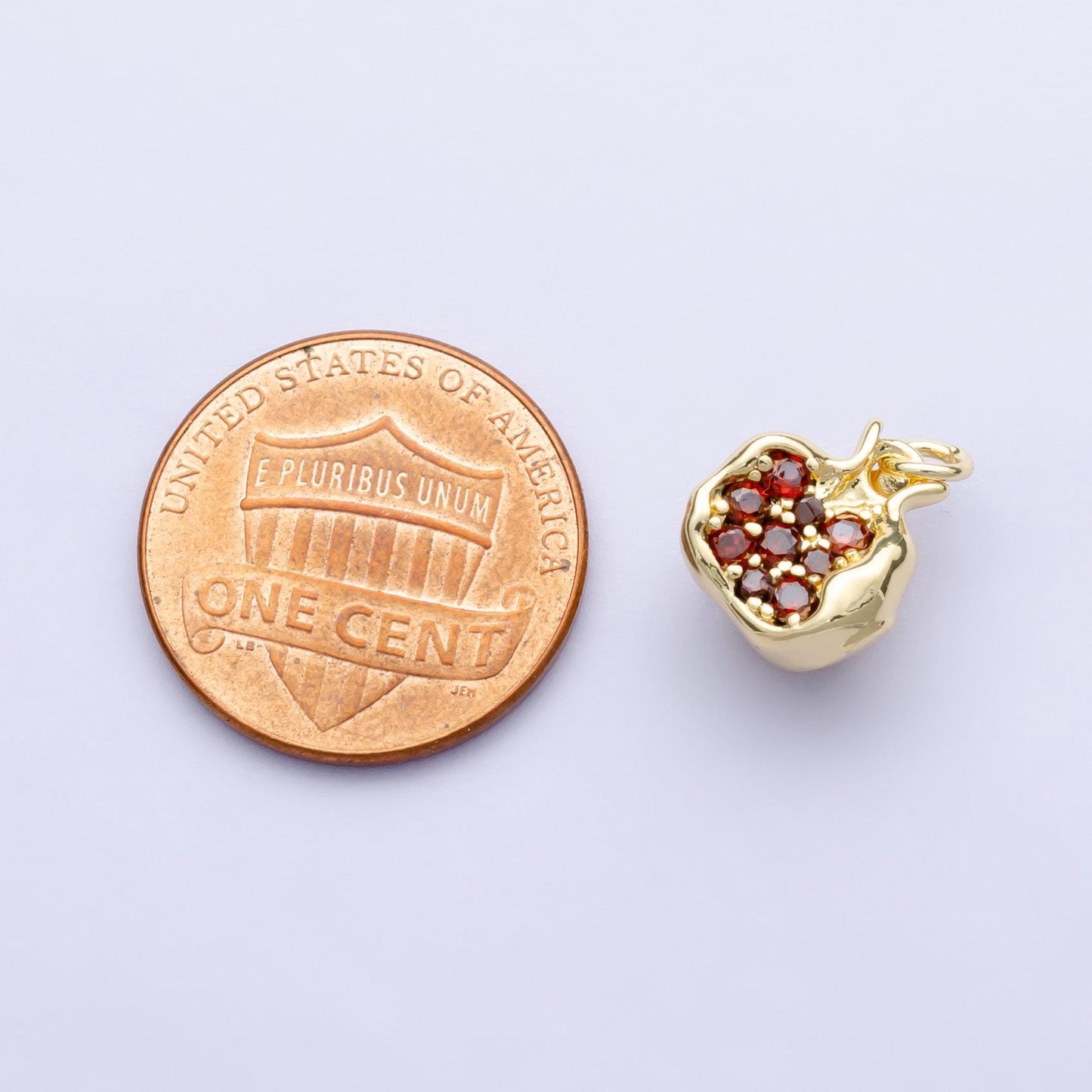 Mini Dark red pomegranate gold charm 24k Gold Filled Red micro pave charms diy Summer Fruit bracelet jewelry findings jewelry making C-016