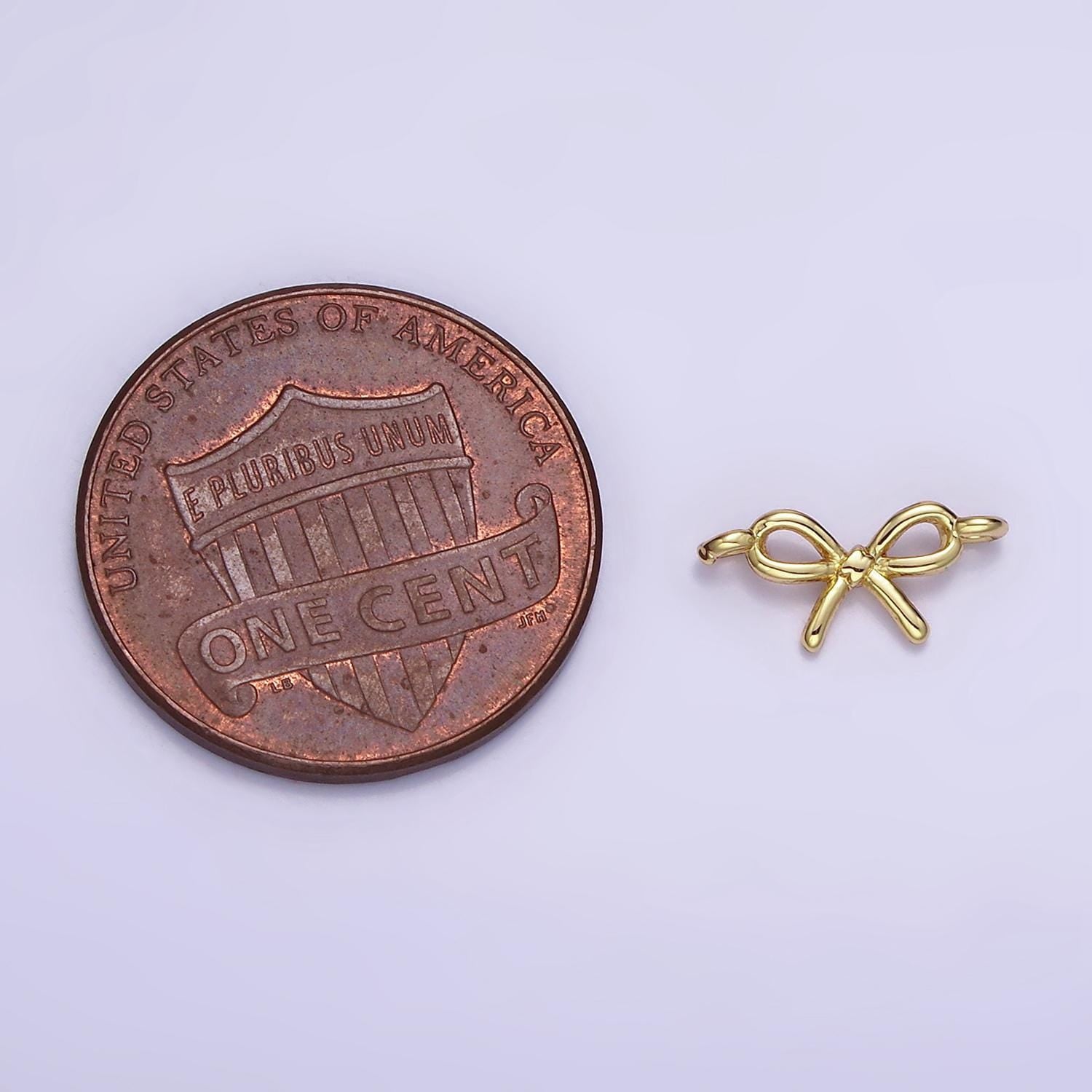 Mini 14k gold filled bow charm connector 11mm tiny bow link connector for bracelet necklace supply jewelry making | g391, sl-490