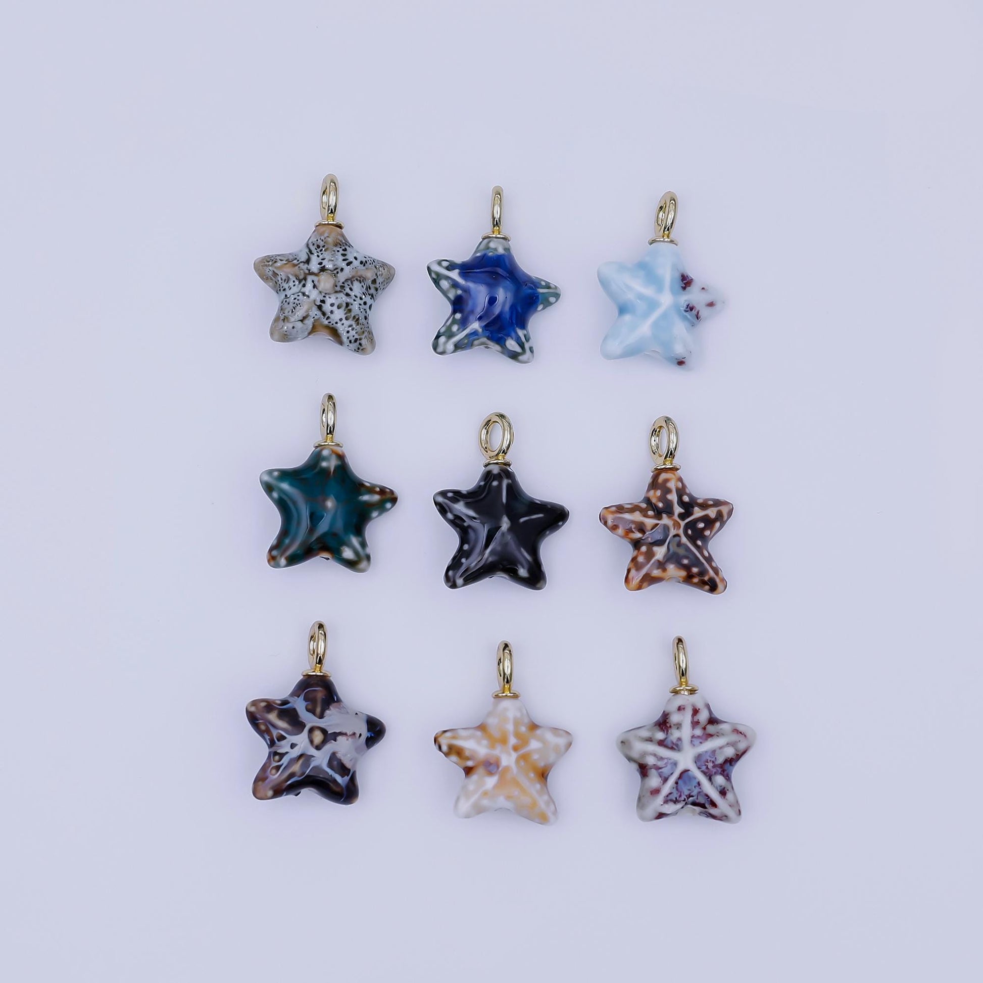 Dainty ceramic charm handmade Star Fish Shell porcelain Beach charm for necklace bracelet jewelry making supply N-099
