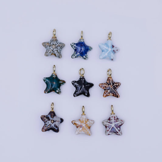 Dainty ceramic charm handmade Star Fish Shell porcelain Beach charm for necklace bracelet jewelry making supply N-099