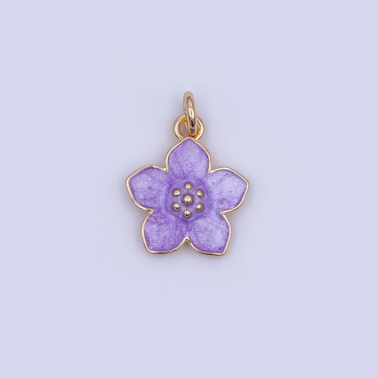 Gold Flower Hibiscus Charms Blue, White, Purple Enamel Floral charm for Necklace Bracelet N-120