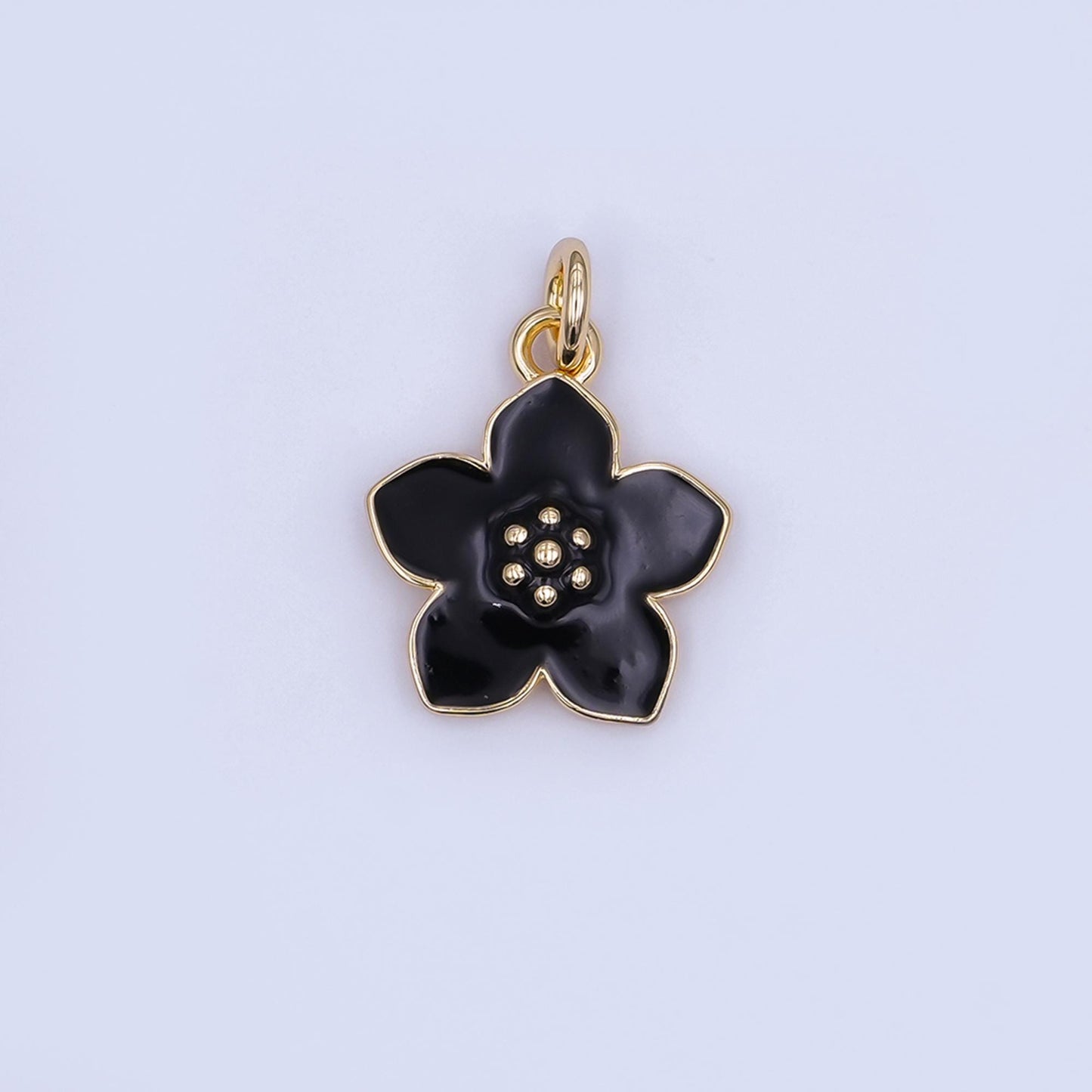 Gold Flower Hibiscus Charms Blue, White, Purple Enamel Floral charm for Necklace Bracelet N-120