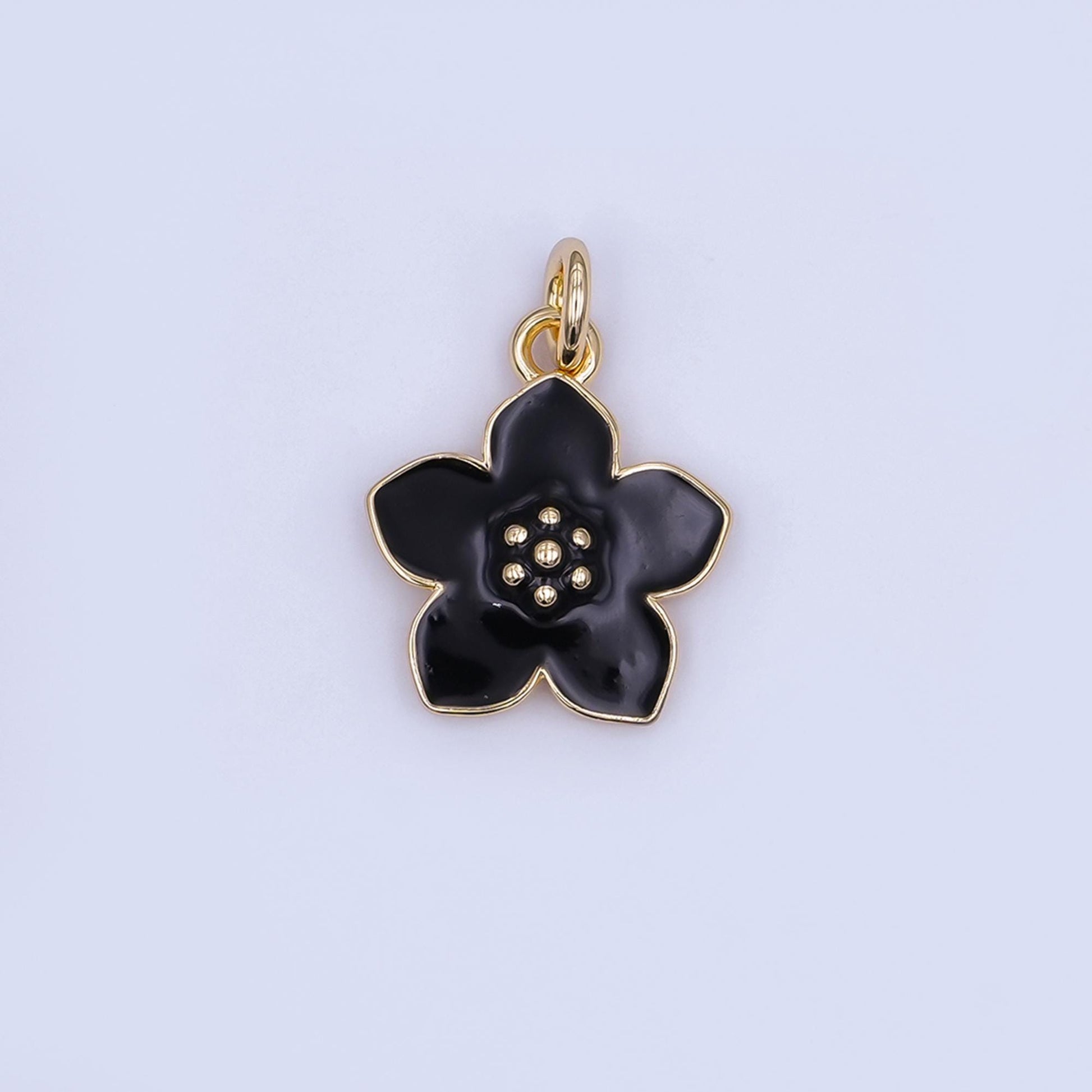 Gold Flower Hibiscus Charms Blue, White, Purple Enamel Floral charm for Necklace Bracelet N-120