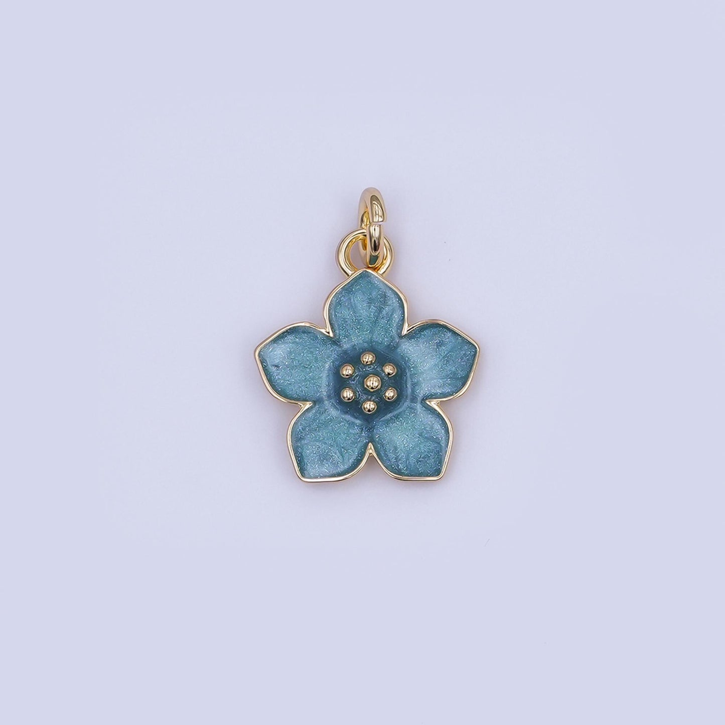 Gold Flower Hibiscus Charms Blue, White, Purple Enamel Floral charm for Necklace Bracelet N-120