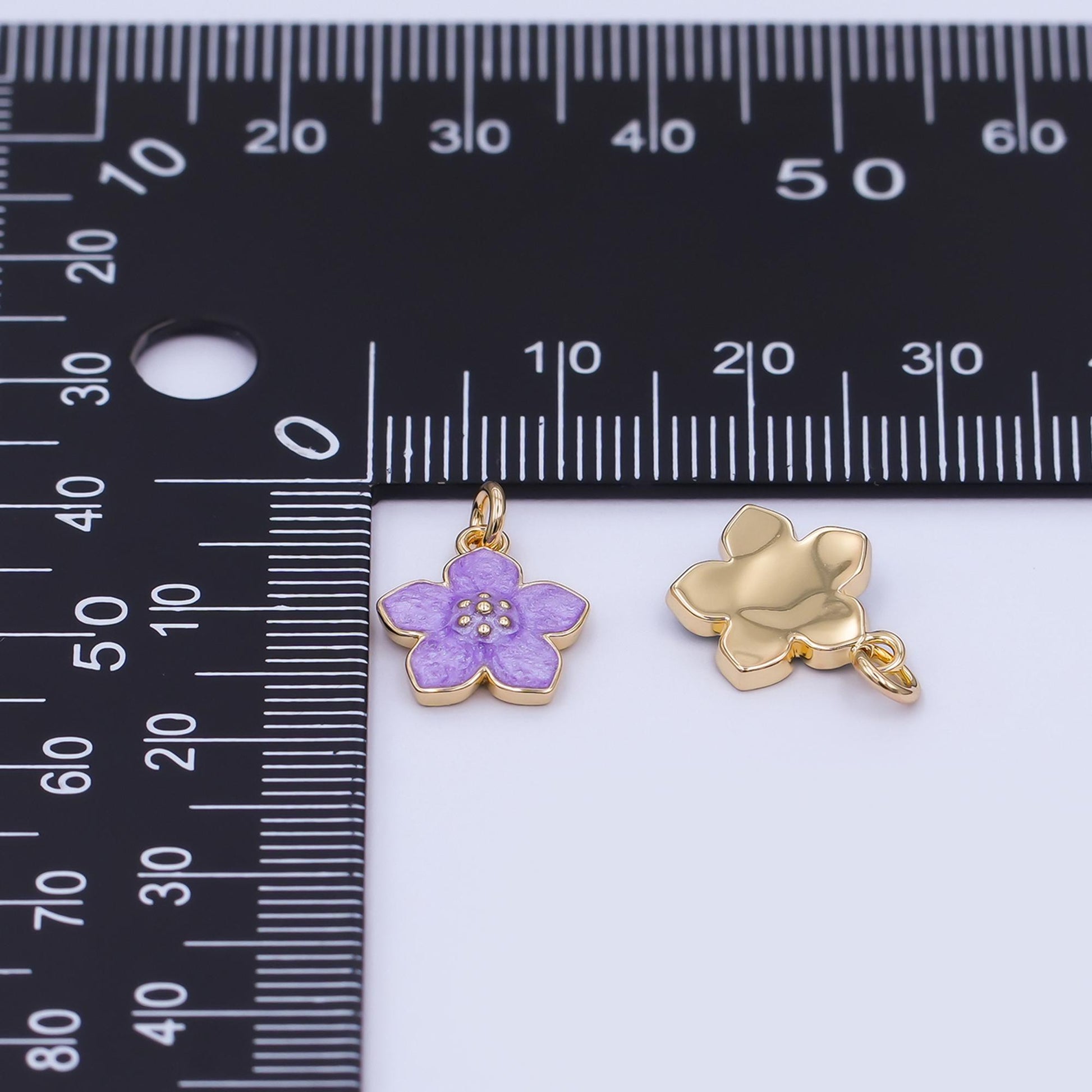 Gold Flower Hibiscus Charms Blue, White, Purple Enamel Floral charm for Necklace Bracelet N-120