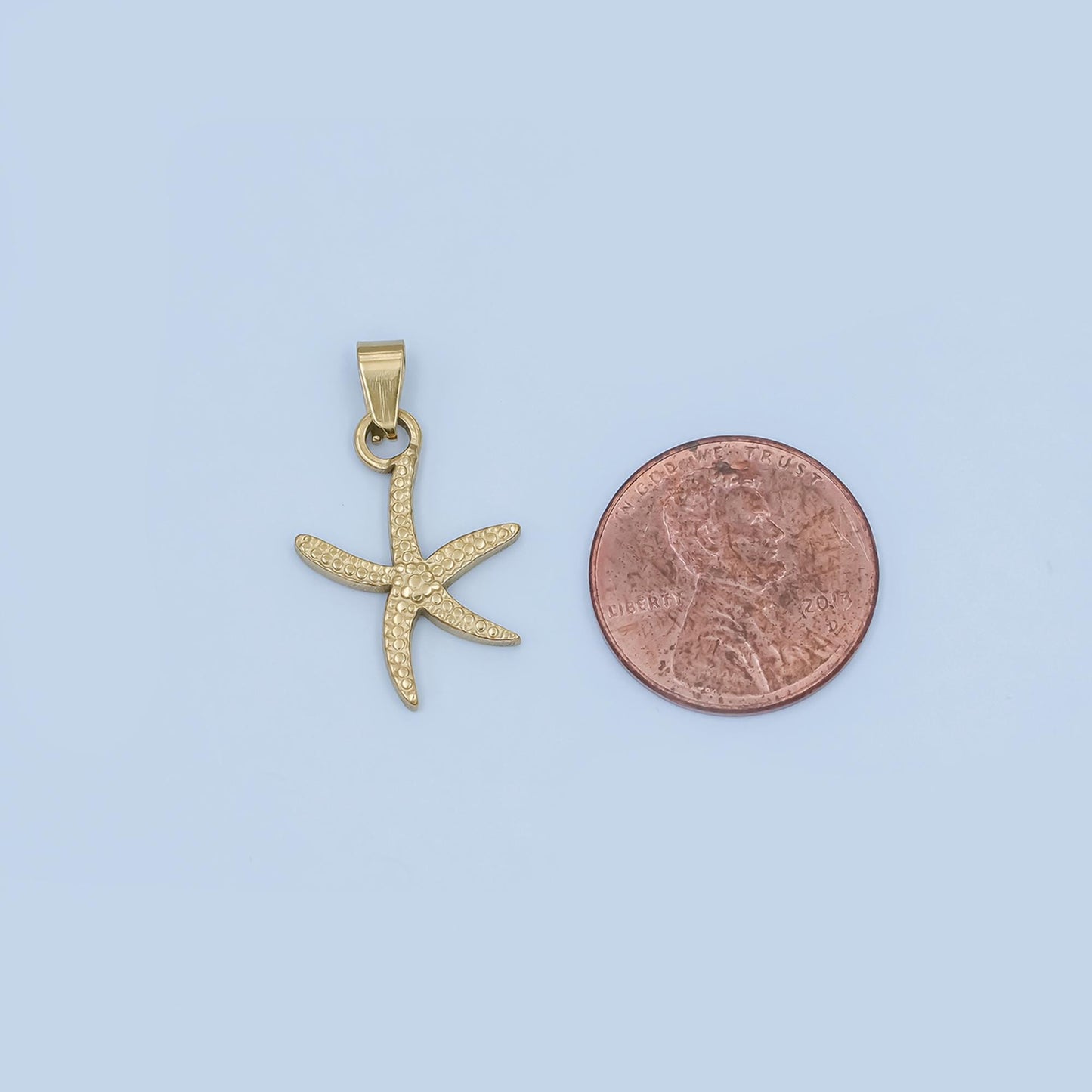 Slim gold starfish pendant stainless steel star fish ocean beach under the sea mermaids charm jewelry | p-799