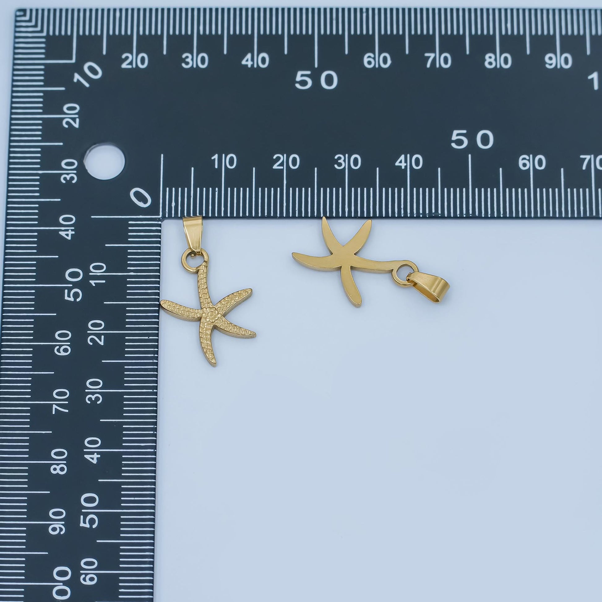 Slim gold starfish pendant stainless steel star fish ocean beach under the sea mermaids charm jewelry | p-799
