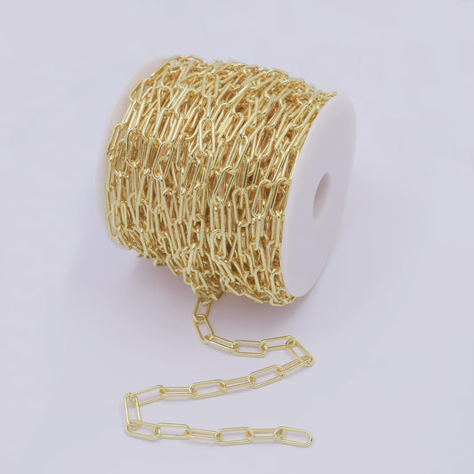 Gold paperclip chain by yard, oval link chain, wholesale bulk roll chain jewelry making,thickness 1.5mm, 73/186