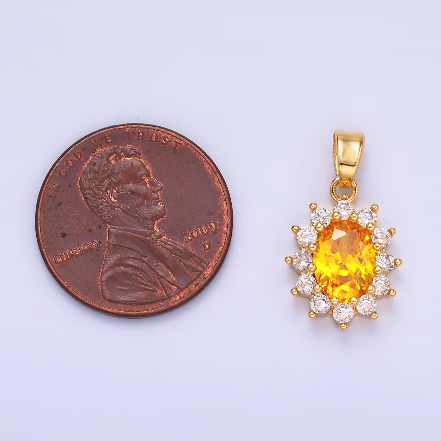 Oval Cubic Zirconia Charm Pendants for Necklace Making Supplies Gold Filled Birthstone Inspired, Wholesale Jewelry DIY AA-1487