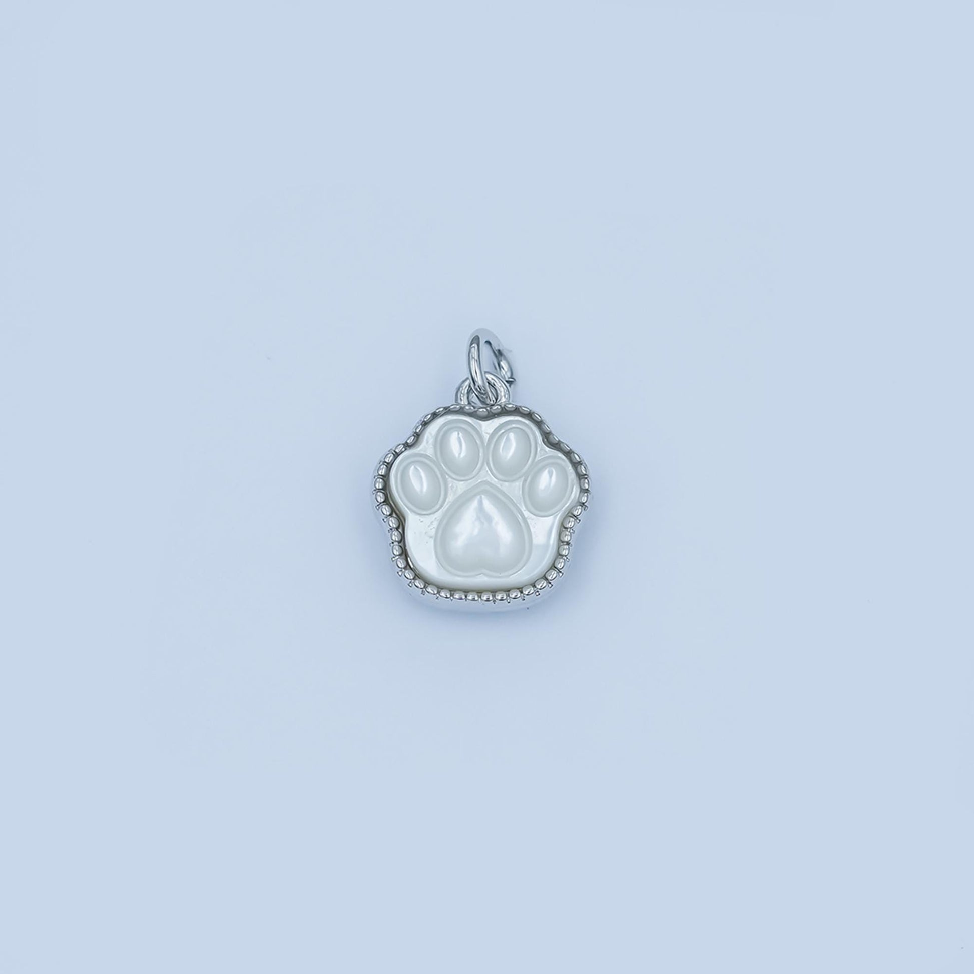 Mini dog paw charm for bracelet necklace earring component white shell pearl puppy dog cat bear animal pendant pet jewelry collar charm c427