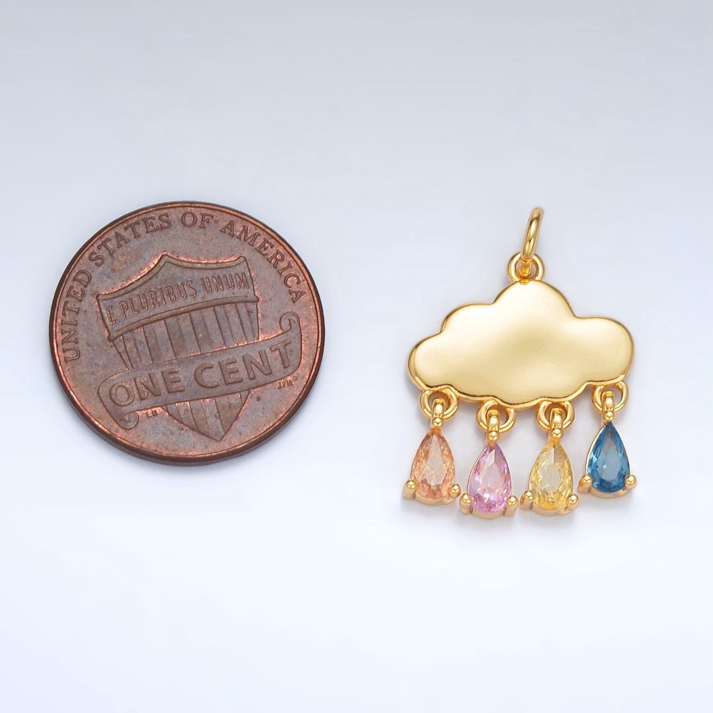 24k gold filled pastel teardrop cz cloud weather charm | ag-914