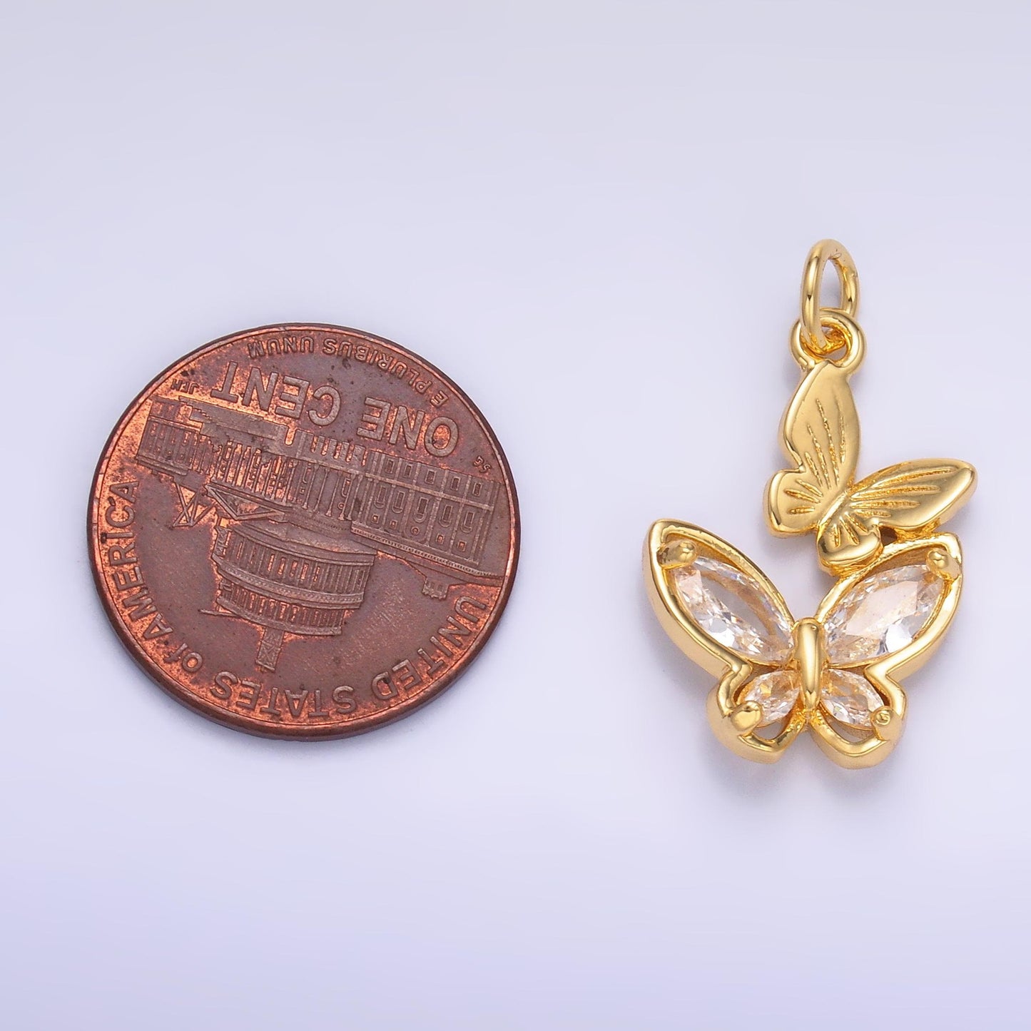 Mini Twin Butterfly Charm Tiny Cubic Mariposa dangle charm for necklace bracelet earring Supply N-075