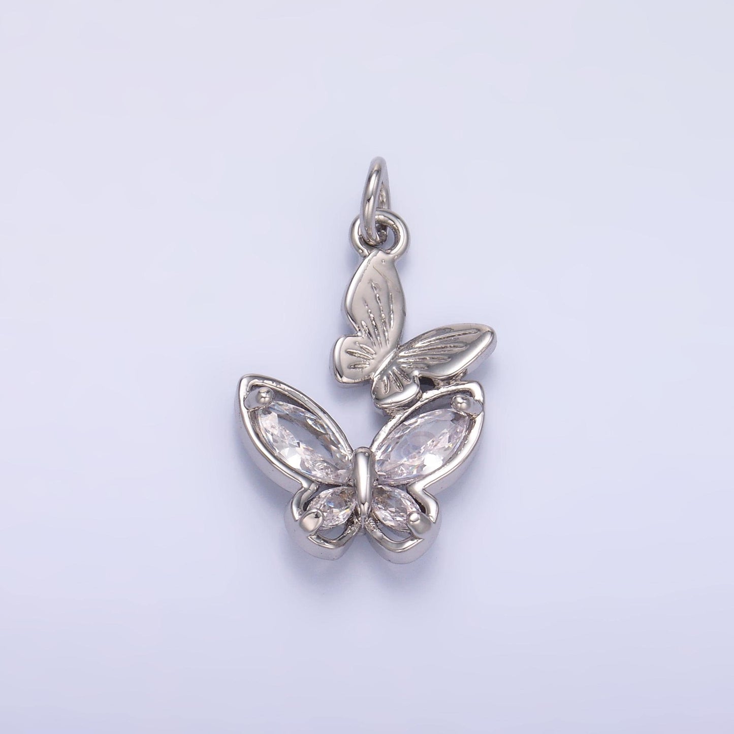 Mini Twin Butterfly Charm Tiny Cubic Mariposa dangle charm for necklace bracelet earring Supply N-075